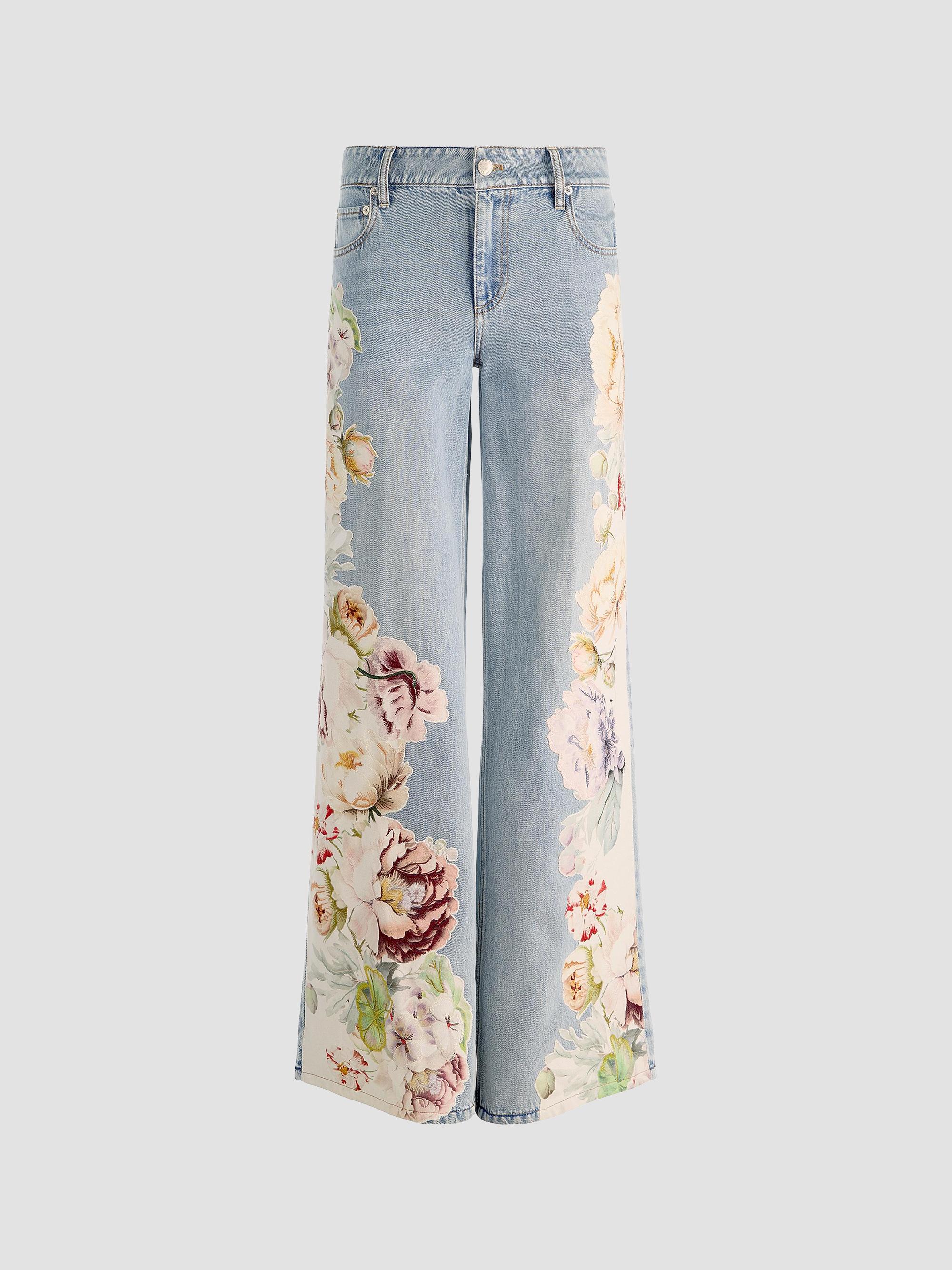 ALICE + OLIVIA Women's Amazing Low-Rise Baggy Embroidered Jeans - Sierra Vintage Multi | Thumbnail 8