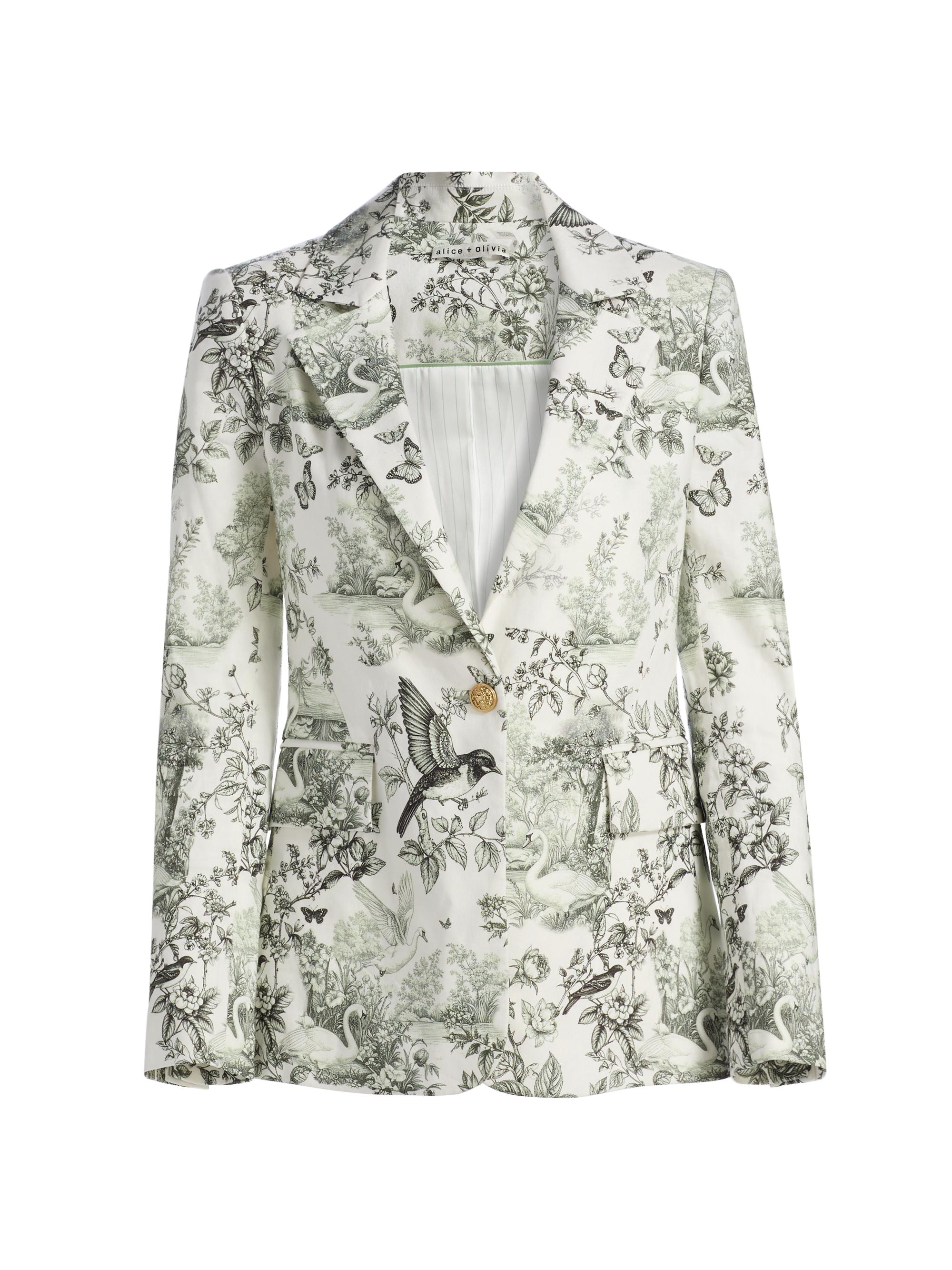 ALICE + OLIVIA Women's Macey Printed Linen-Blend Blazer - Daybreak