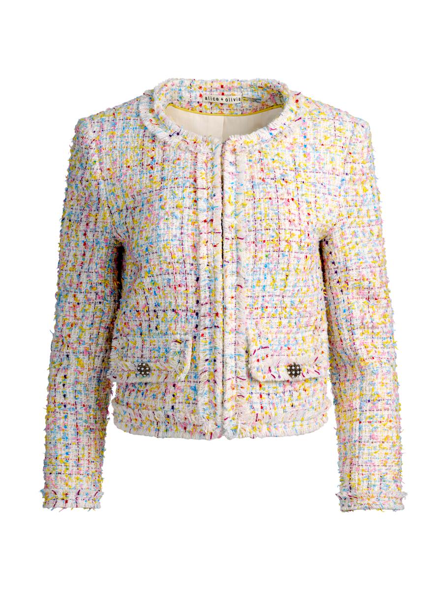 ALICE + OLIVIA Landon Tweed Crop Jacket | Saks Fifth Avenue