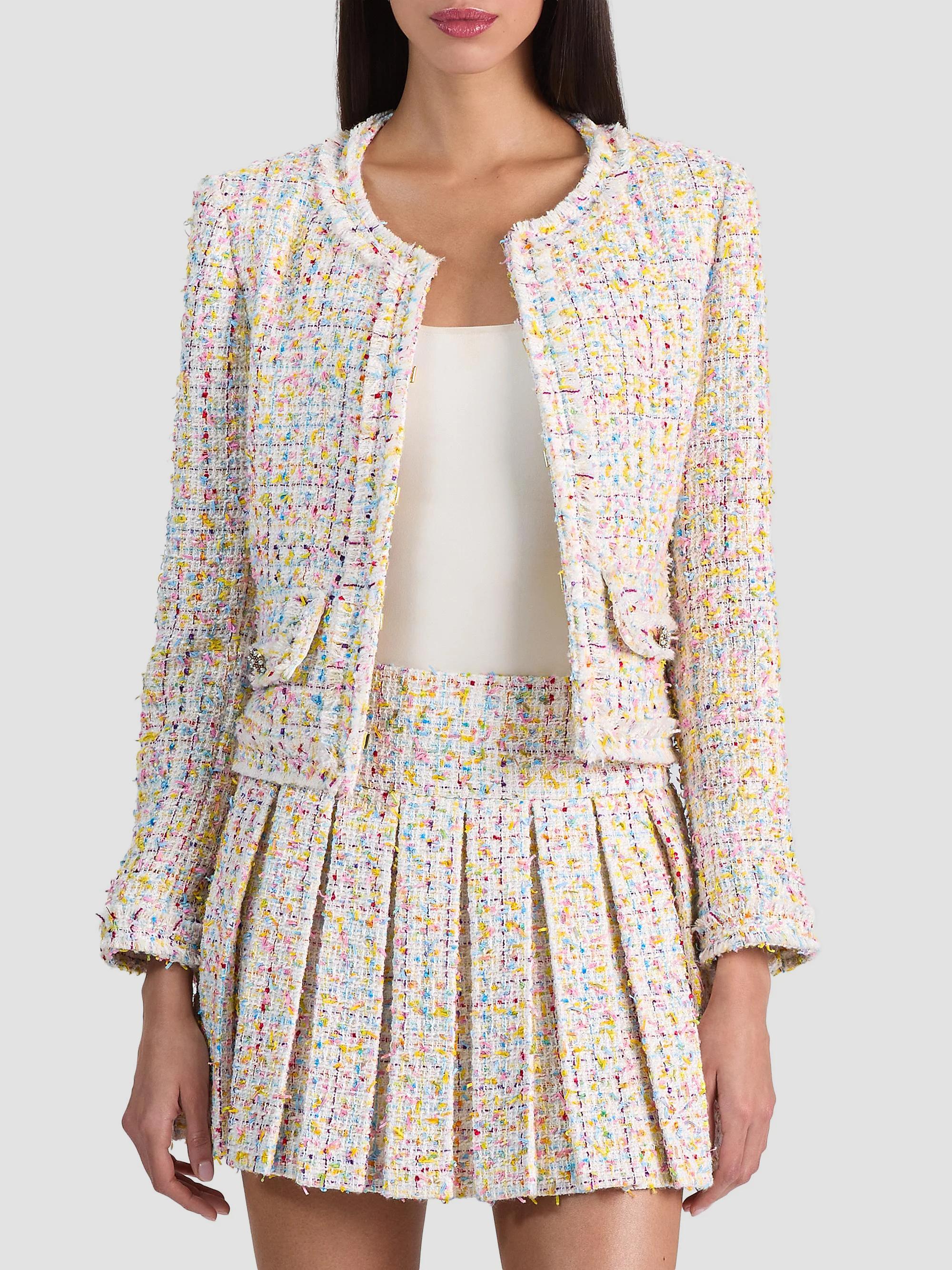 ALICE + OLIVIA Landon Tweed Crop Jacket | Saks Fifth Avenue
