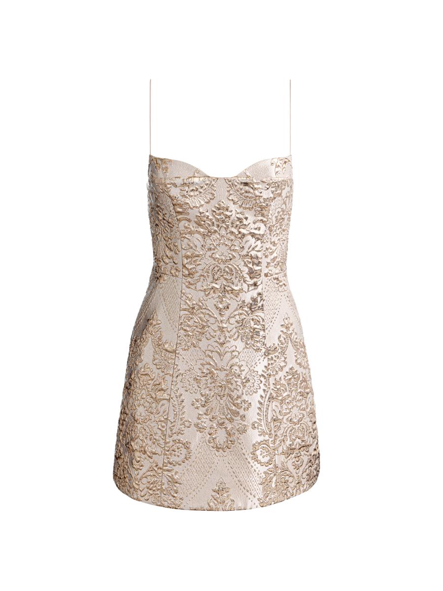 ALICE + OLIVIA Hallie Peekaboo Metallic Sheath Minidress | Saks