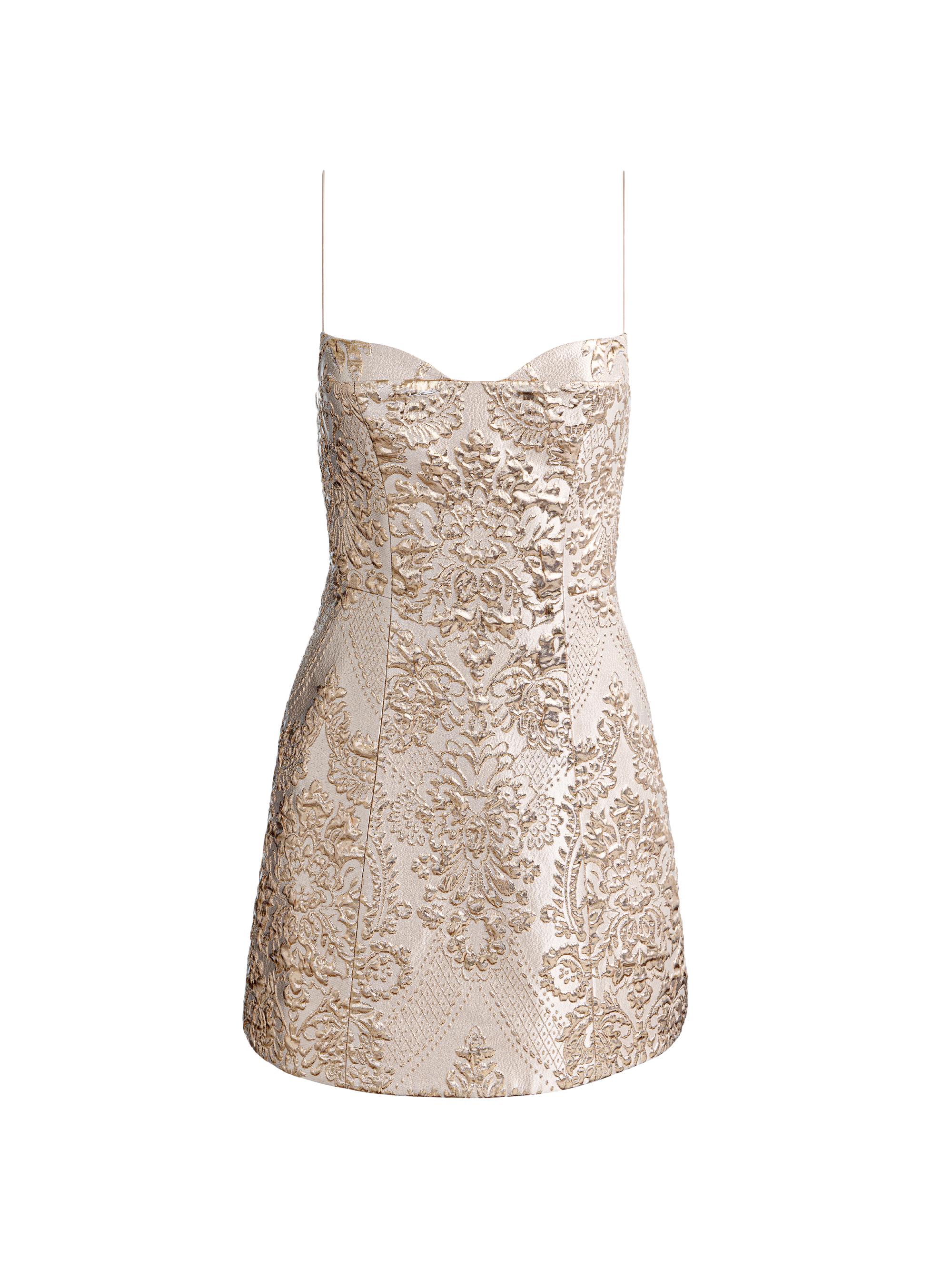 ALICE + OLIVIA Hallie Peekaboo Metallic Sheath Minidress | Saks