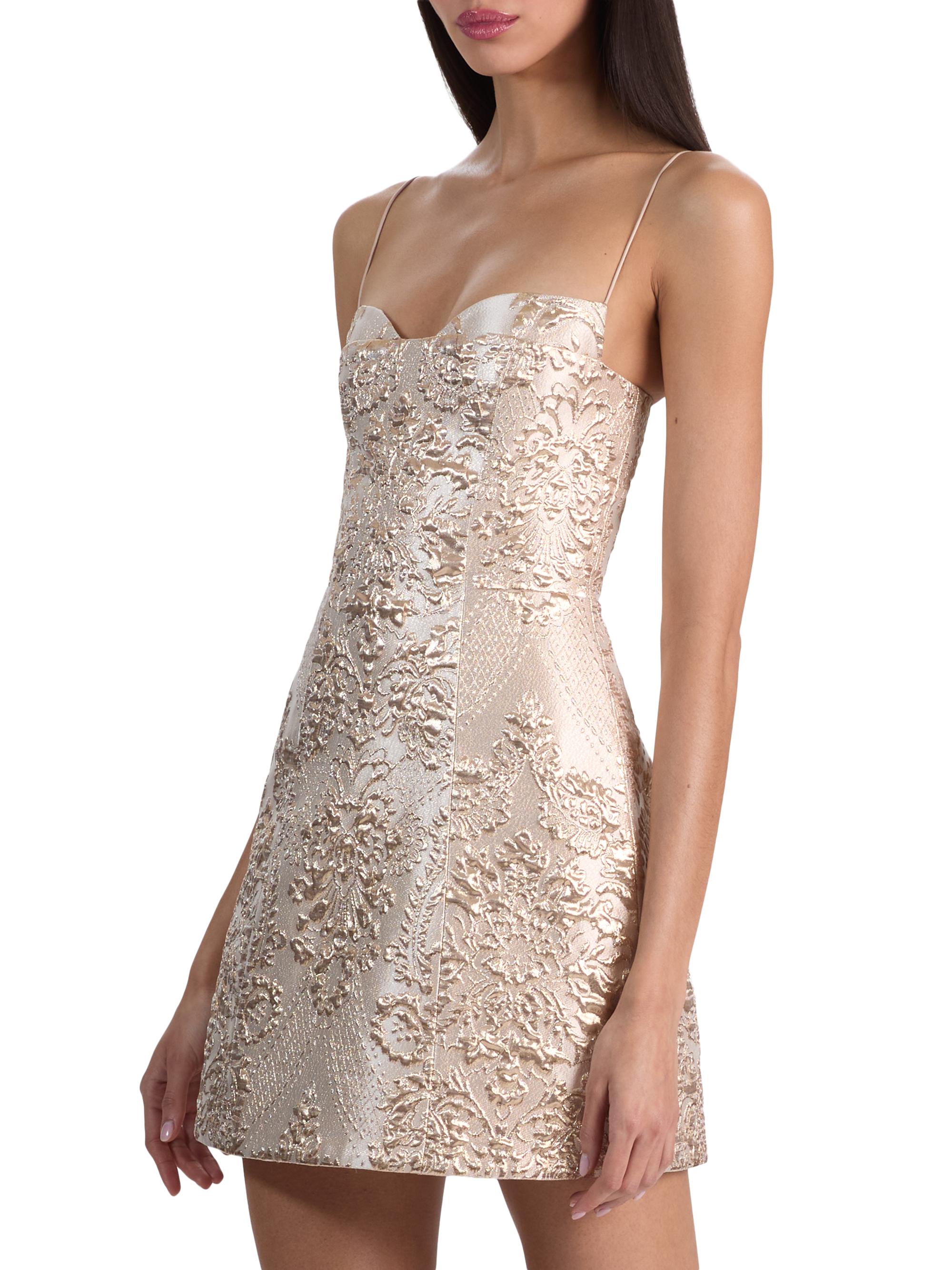 ALICE + OLIVIA Hallie Peekaboo Metallic Sheath Minidress | Saks