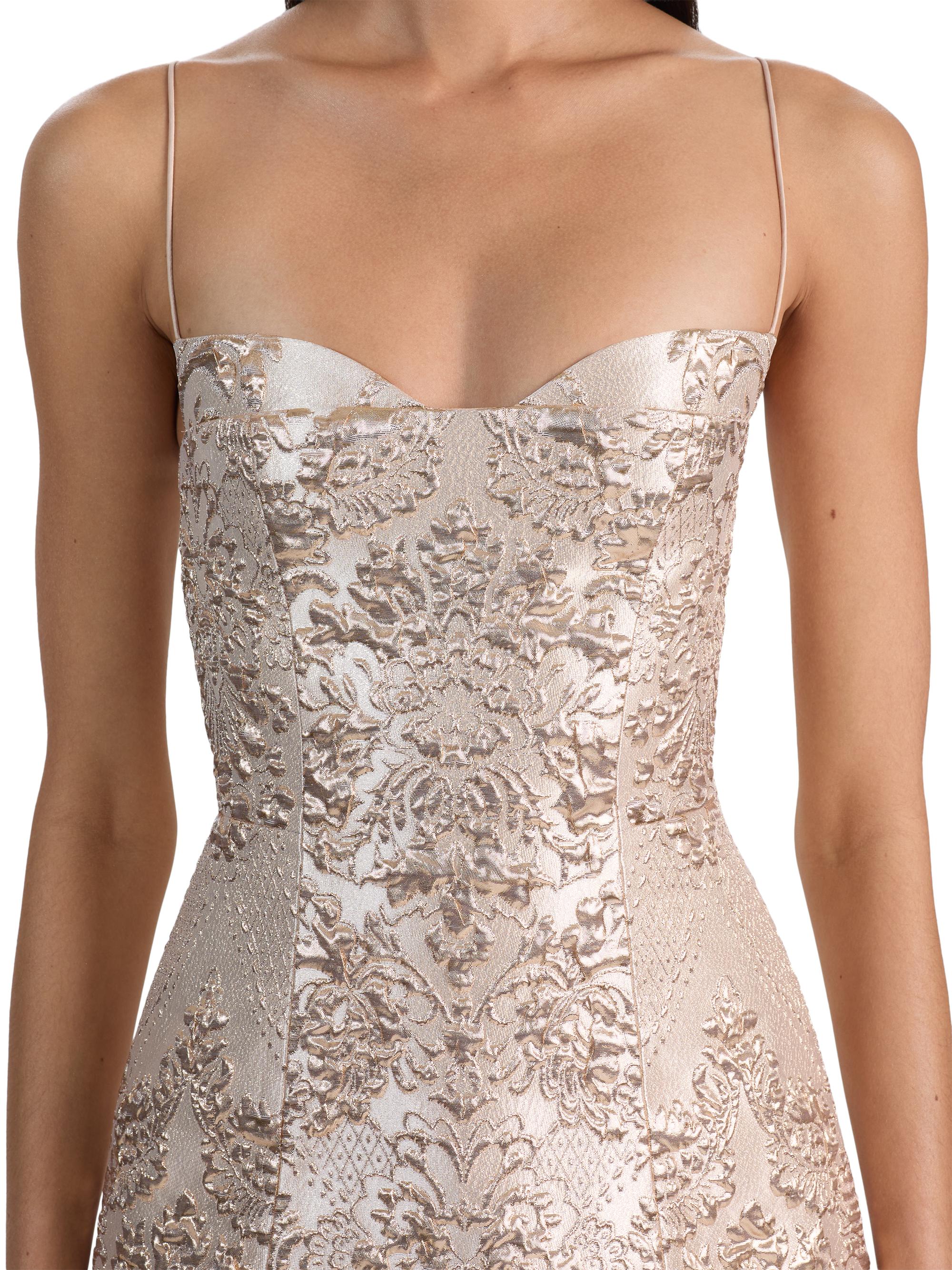 ALICE + OLIVIA Hallie Peekaboo Metallic Sheath Minidress | Saks