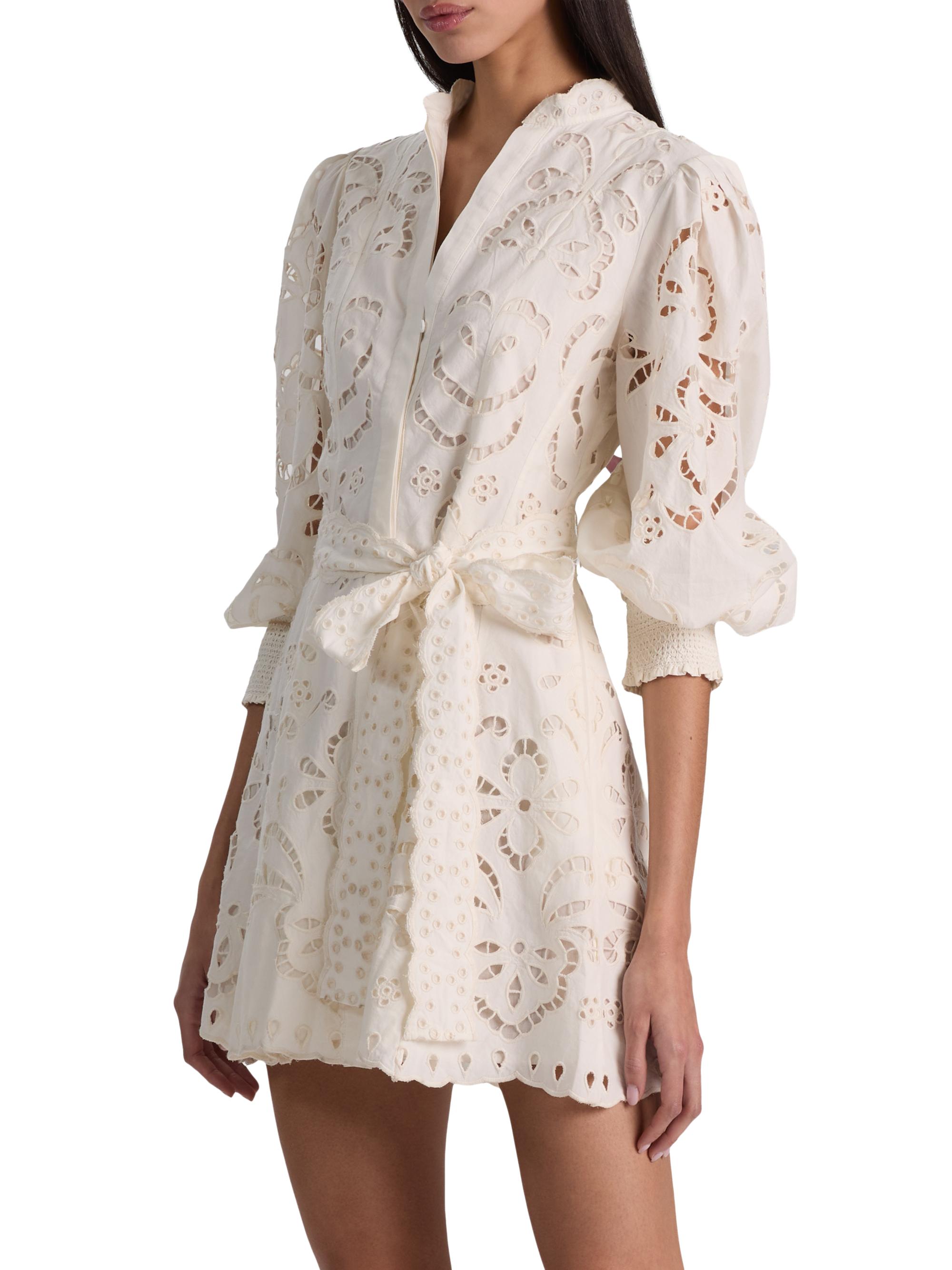 ALICE + OLIVIA Lucy Embroidered Cotton Mini Shirtdress | Saks