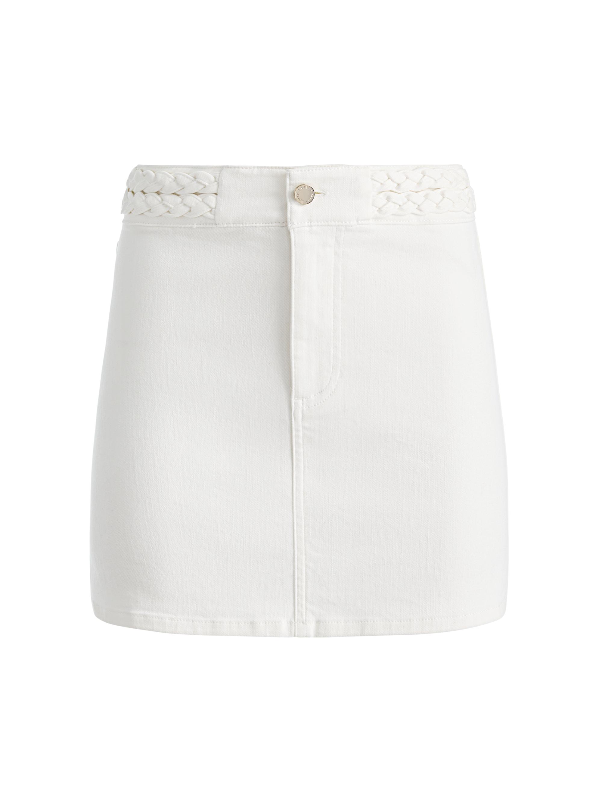 ALICE + OLIVIA Women's Kari Braided Waistband Stretch-Cotton A-Line Miniskirt - Off White | Thumbnail 7