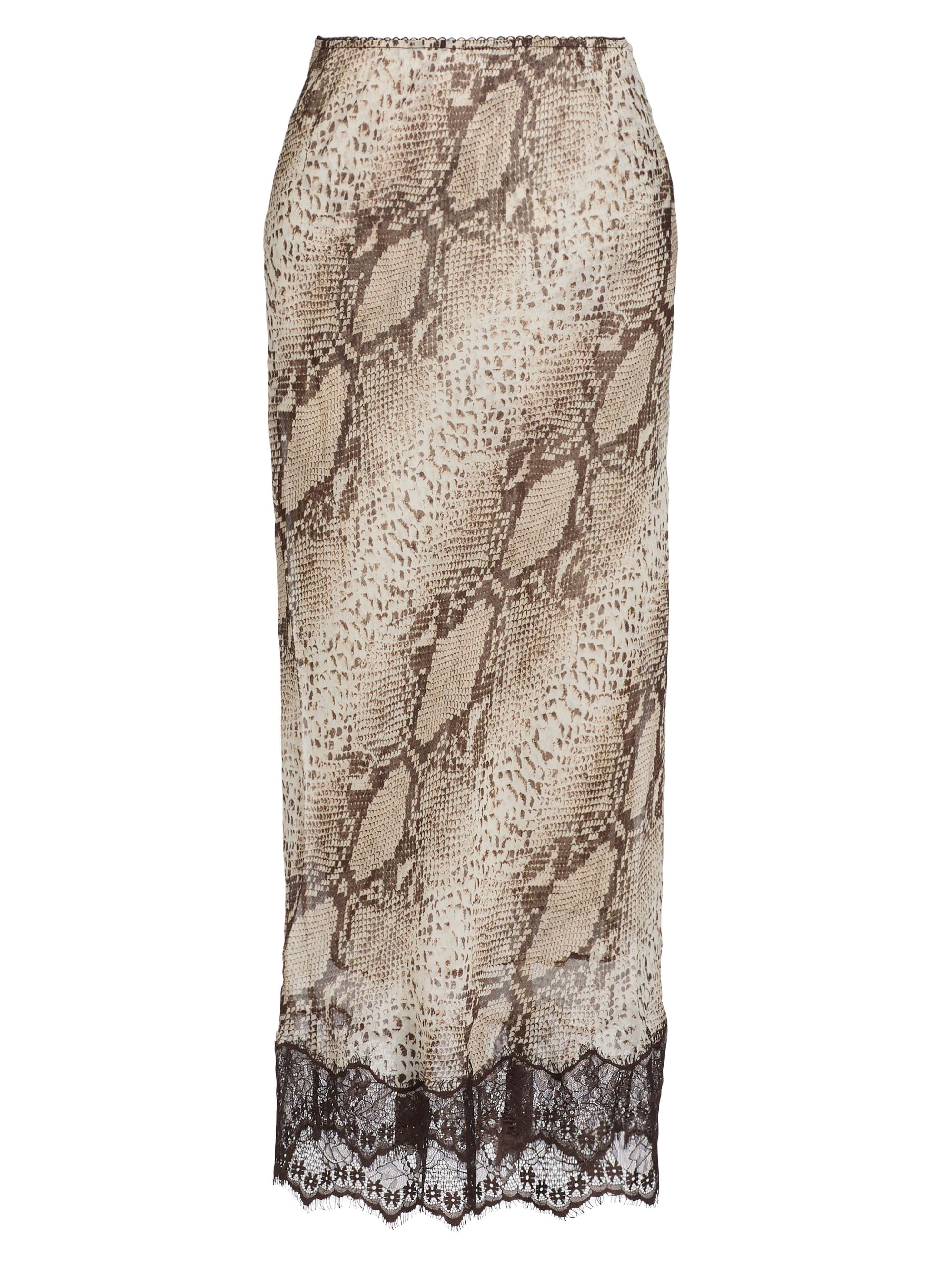 Briva Snakeskin-Print Silk Midi-Skirt