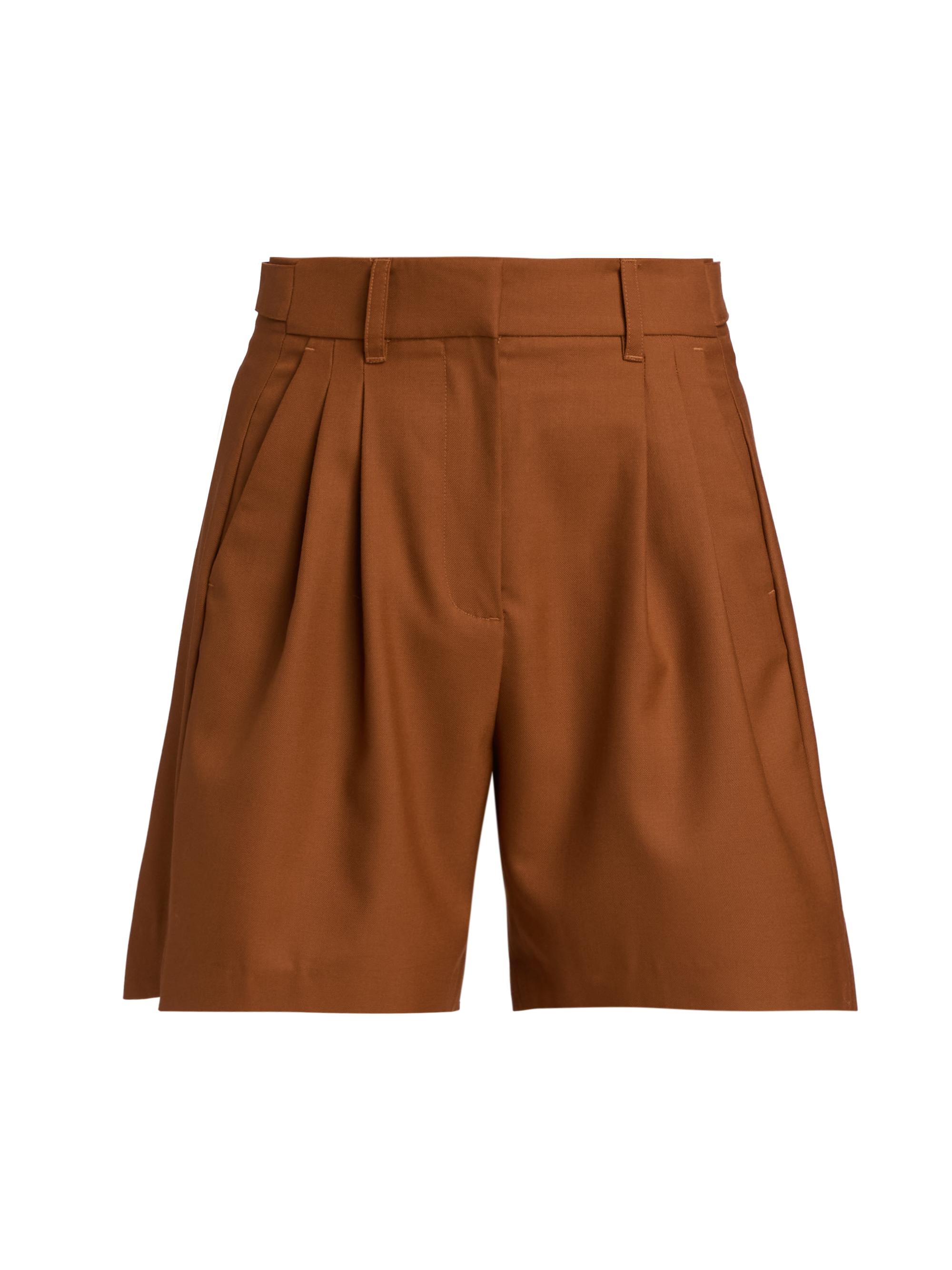 brown dress shorts Veronica Beard Haina Pleated Short | Dark Mocha main image 1