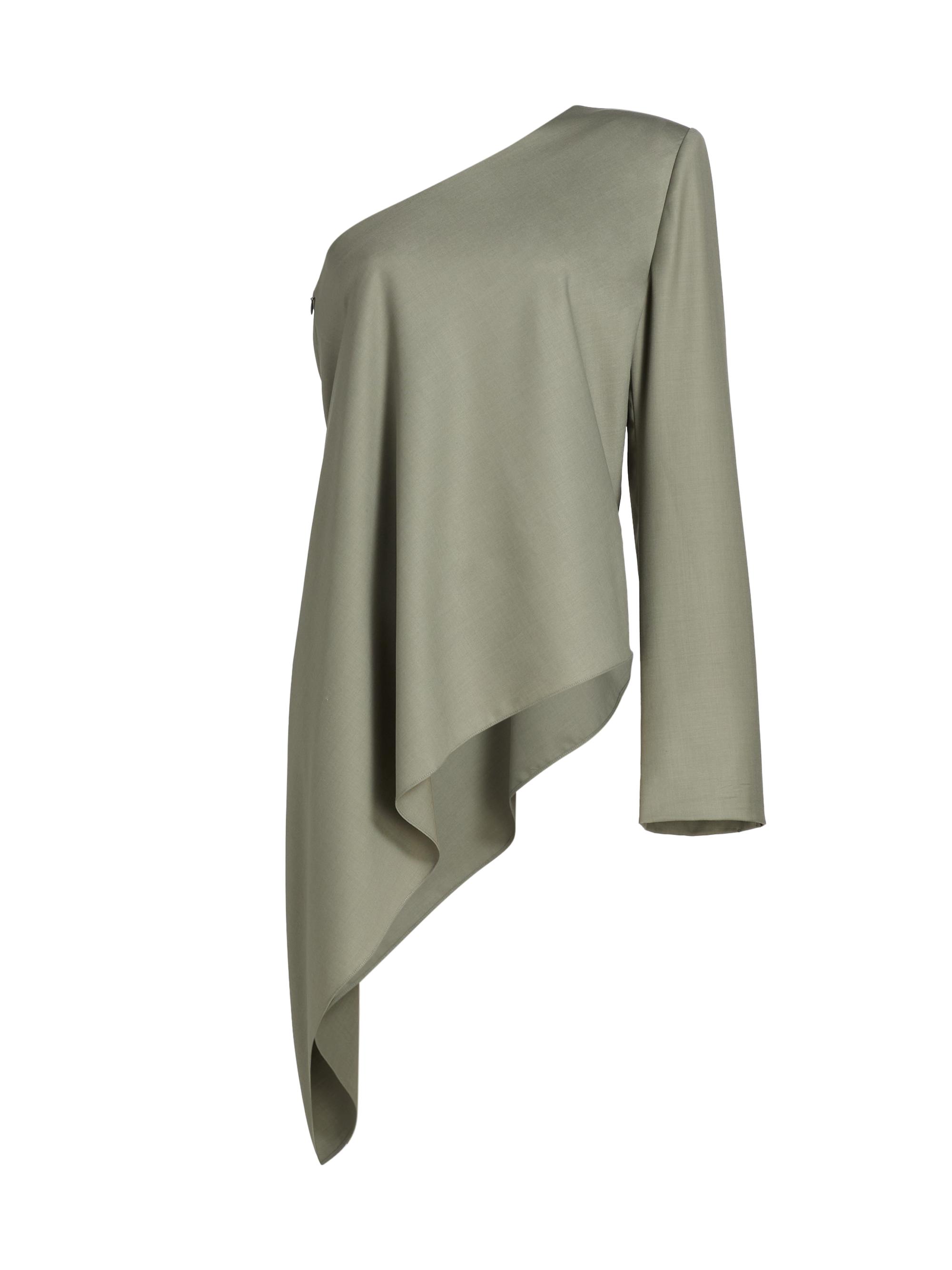 Ronny Kobo Women's Cassidy Wool-Blend Asymmetric One-Shoulder Top - Sage