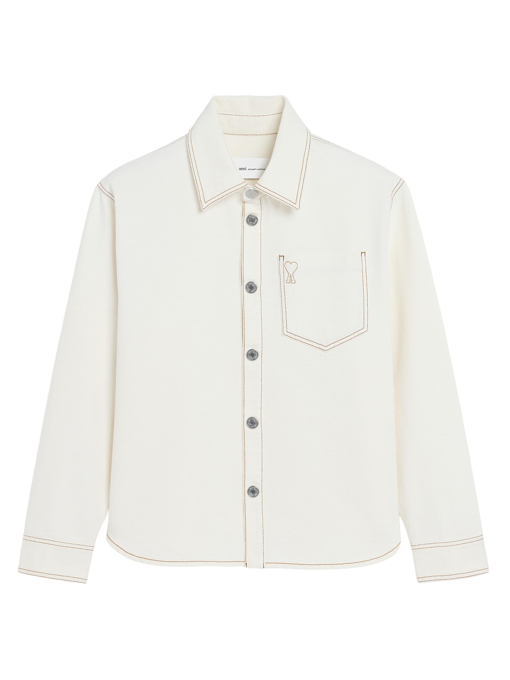 AMI Paris Men's Ami de Coeur Overshirt - Blanc Creme