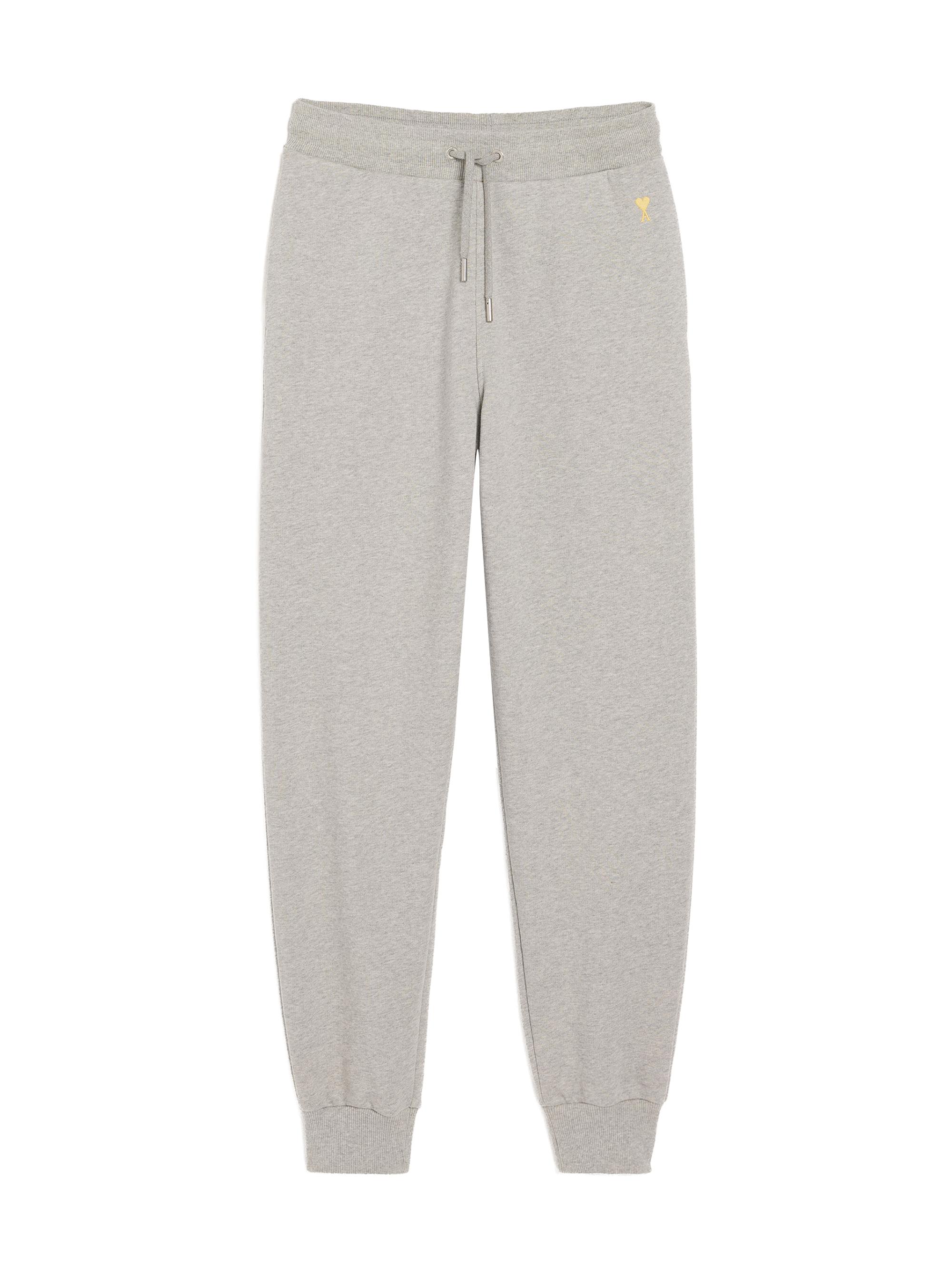AMI Paris Men's Ami De Coeur Logo-Embroidered Cotton Sweatpants - Gris Chine Clair