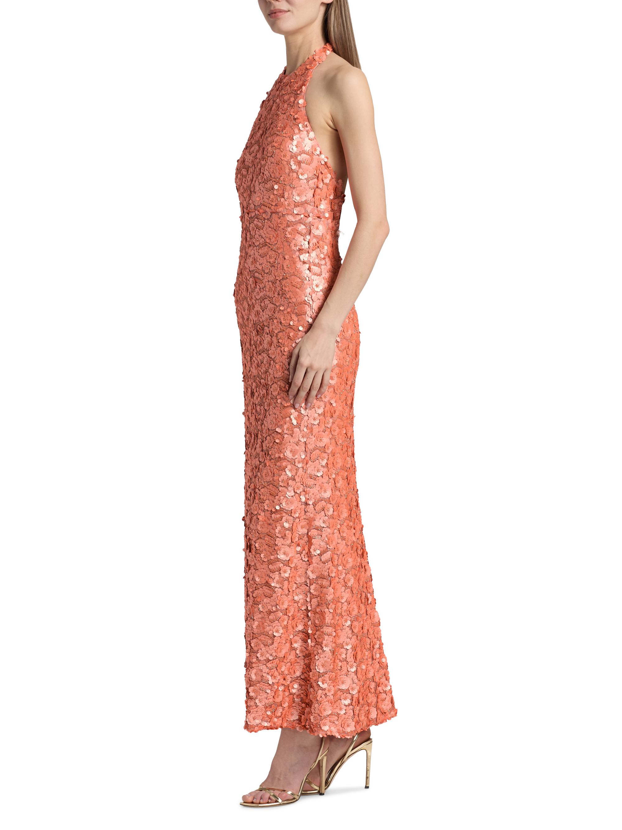 Ramy Brook Women's Giada Floral Sequined Halter Gown - Coral Paillette | Thumbnail 4