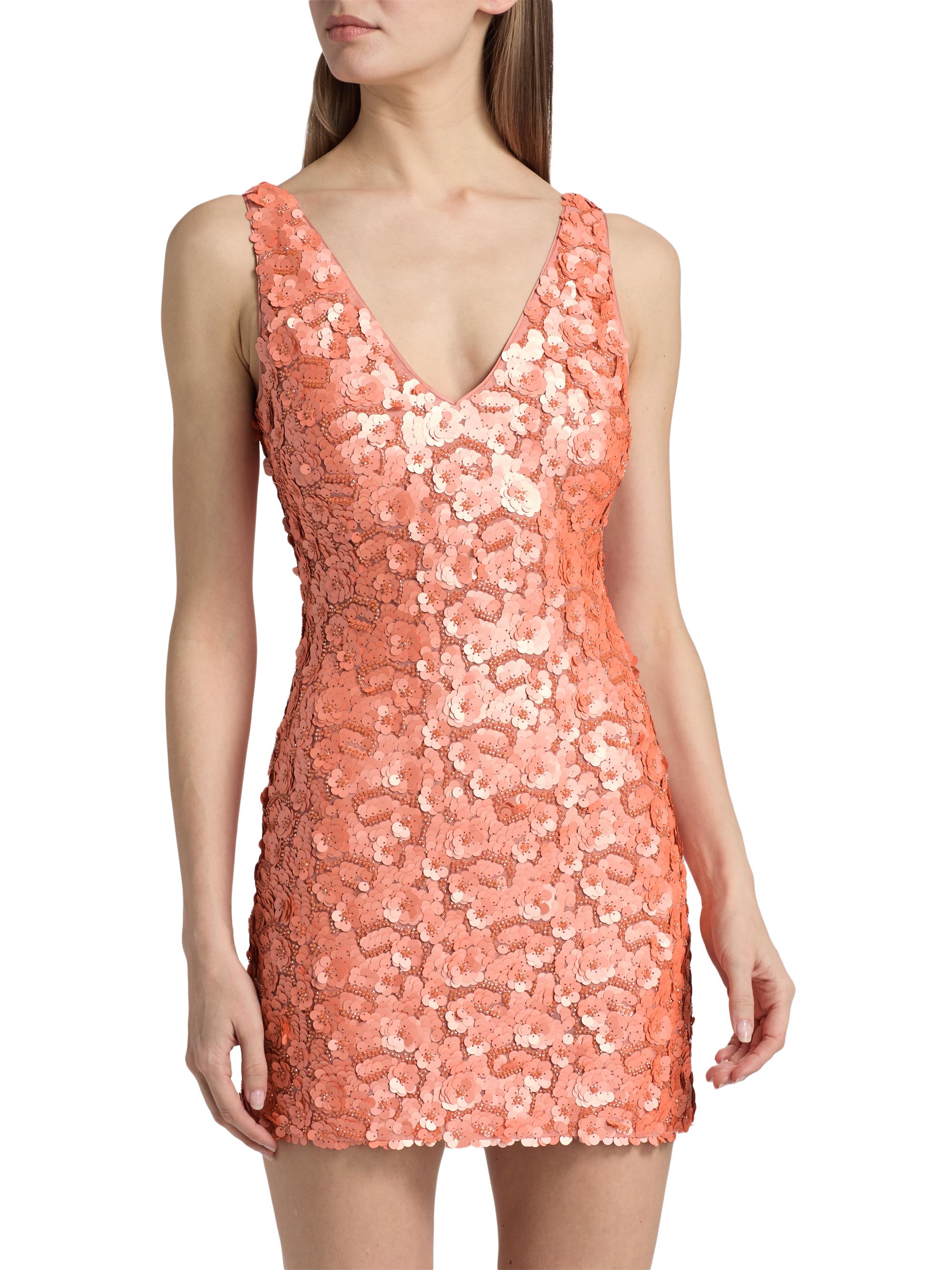 Ramy Brook Women's Kinsley Floral Sequined Minidress - Coral Paillette | Thumbnail 3