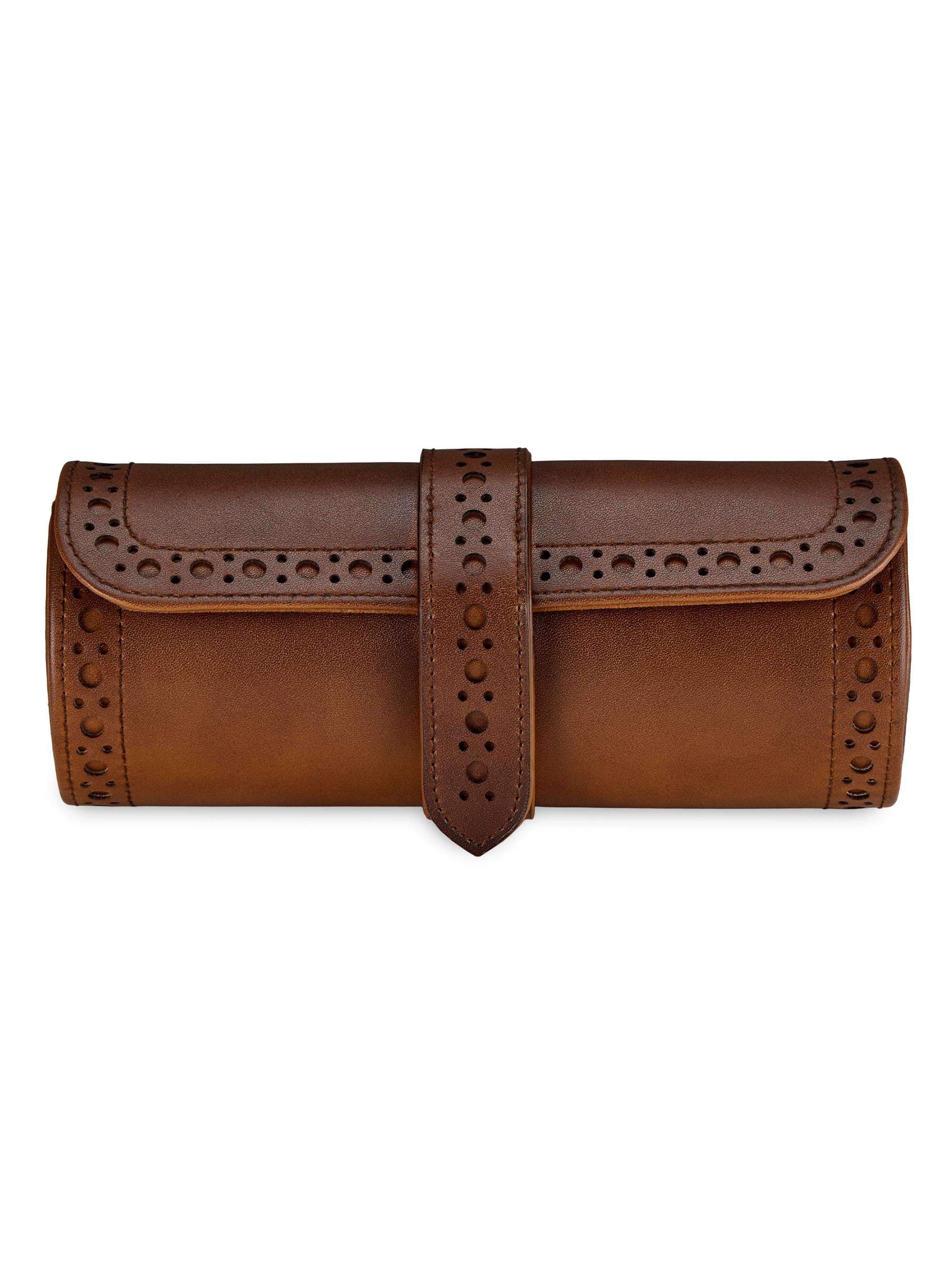 Wolf Designs Brogue Triple Watch Roll - Burnished Brown | Thumbnail 7