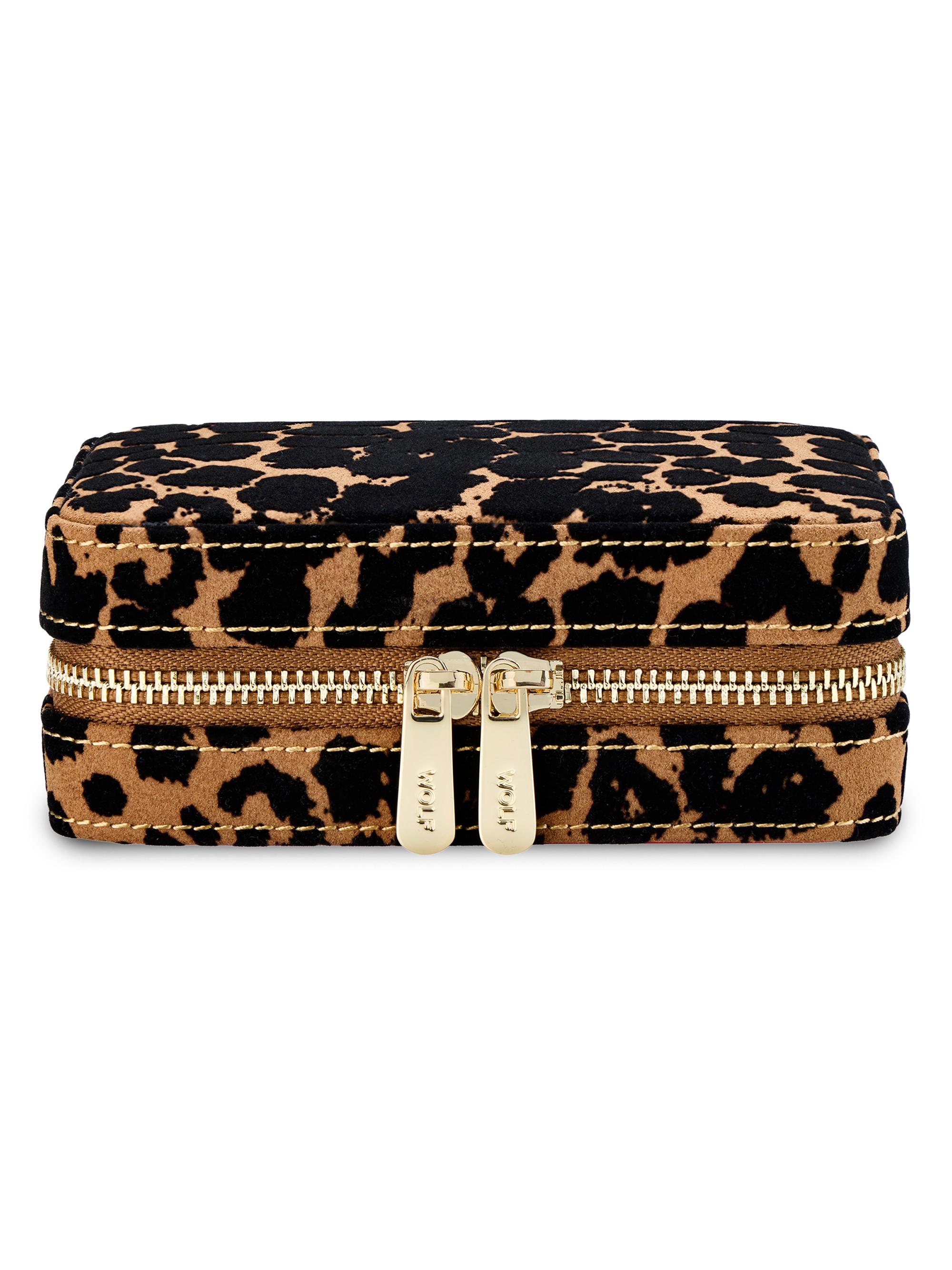 Wolf Designs Savanna Leopard Zip Jewelry Case - Tan Black | Thumbnail 7