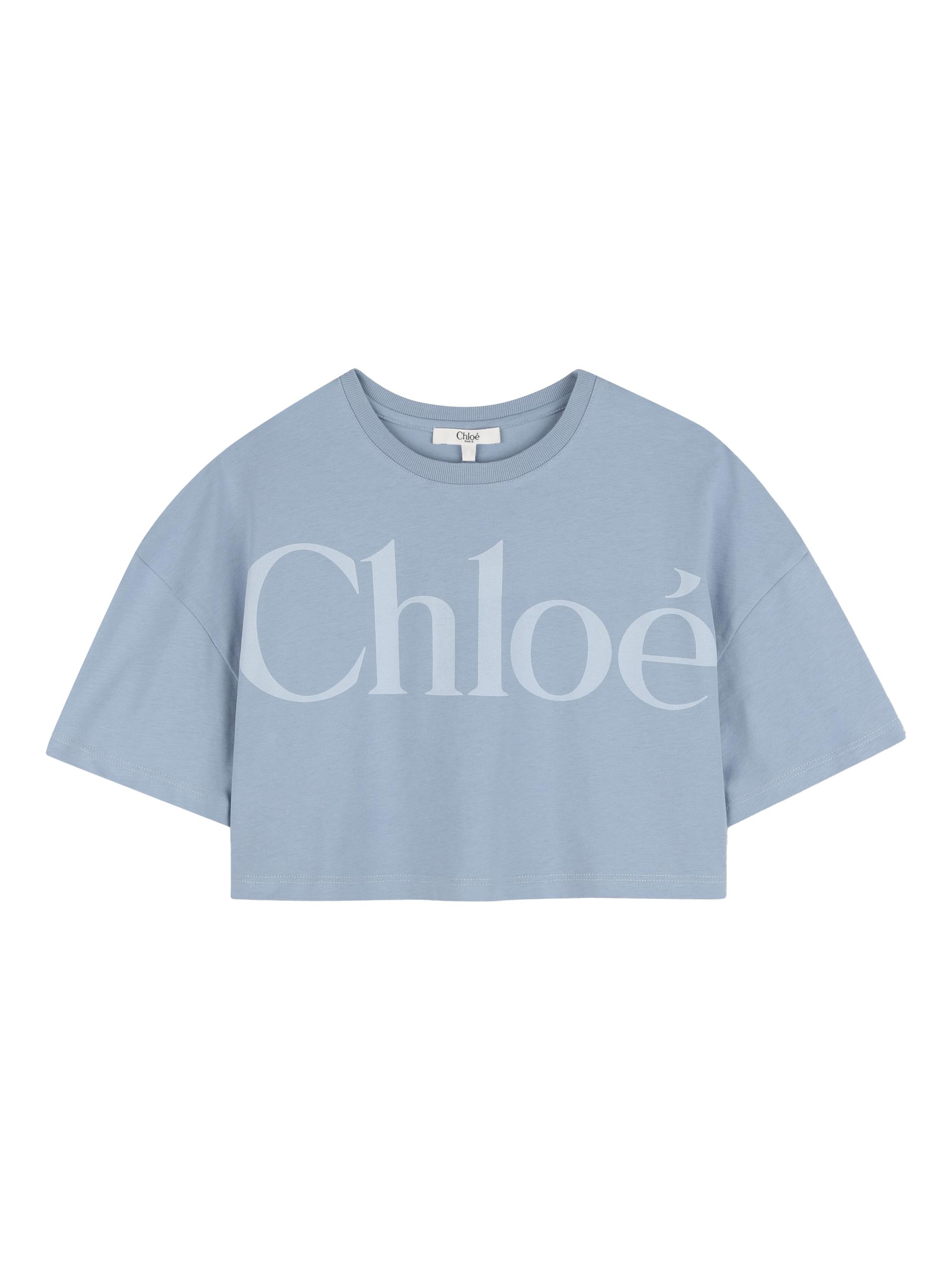 Chloé Little Girl's & Girl's Logo Crop T-Shirt - Blue