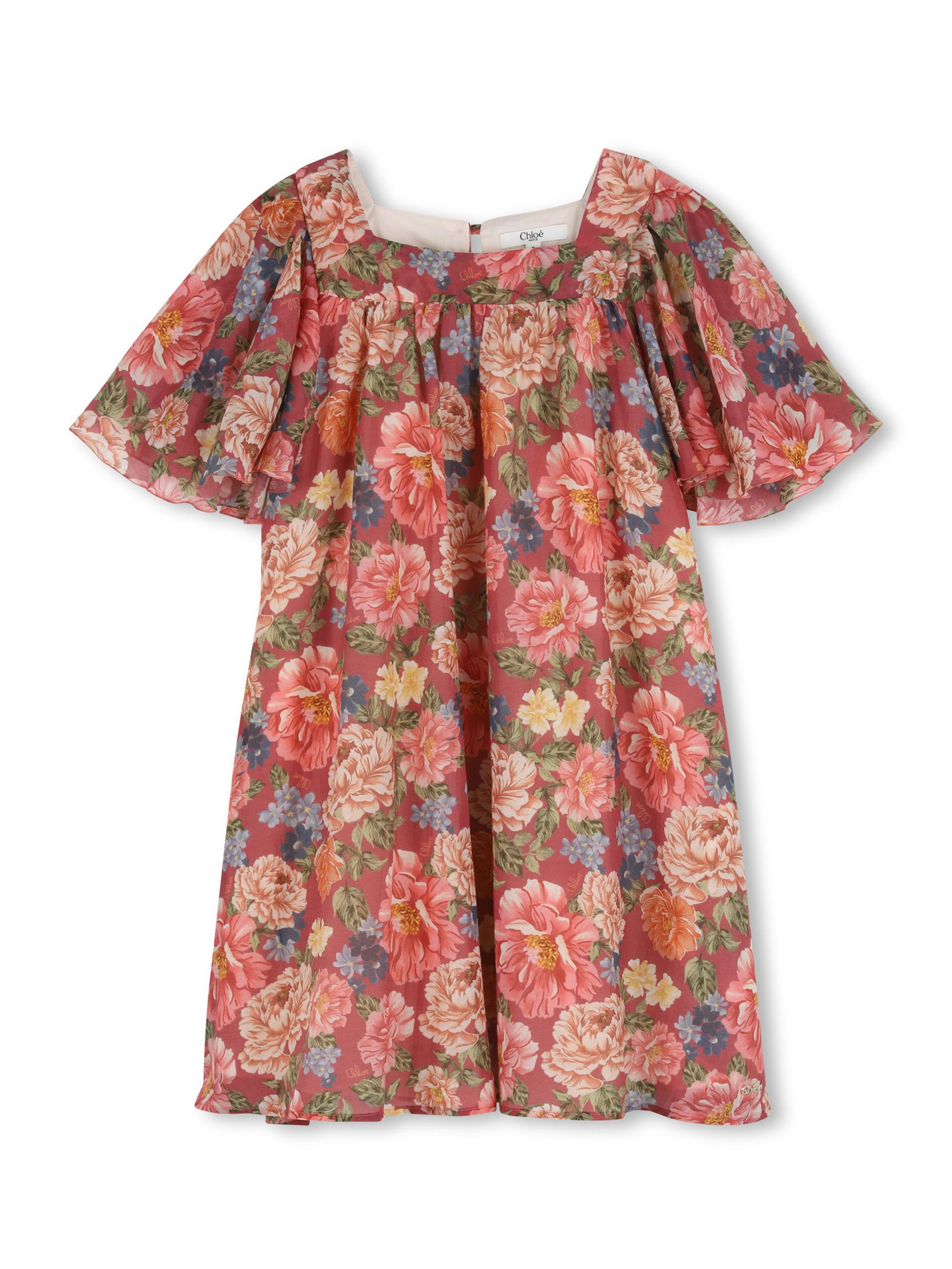 Chloé Little Girl's & Girl's Floral Cotton-Silk Shift Dress - Garnet Rose