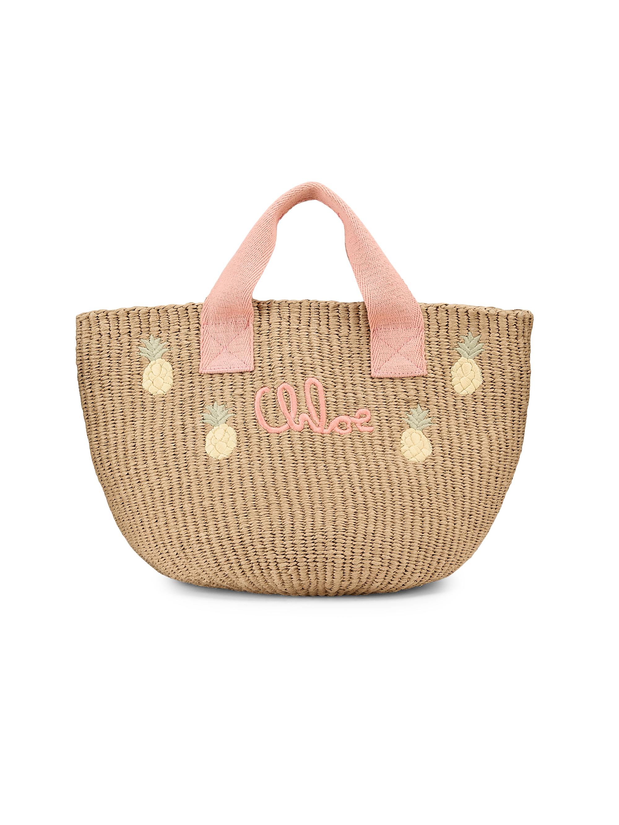 Chloé Girl's Pineapple Basket Tote Bag - Apricot