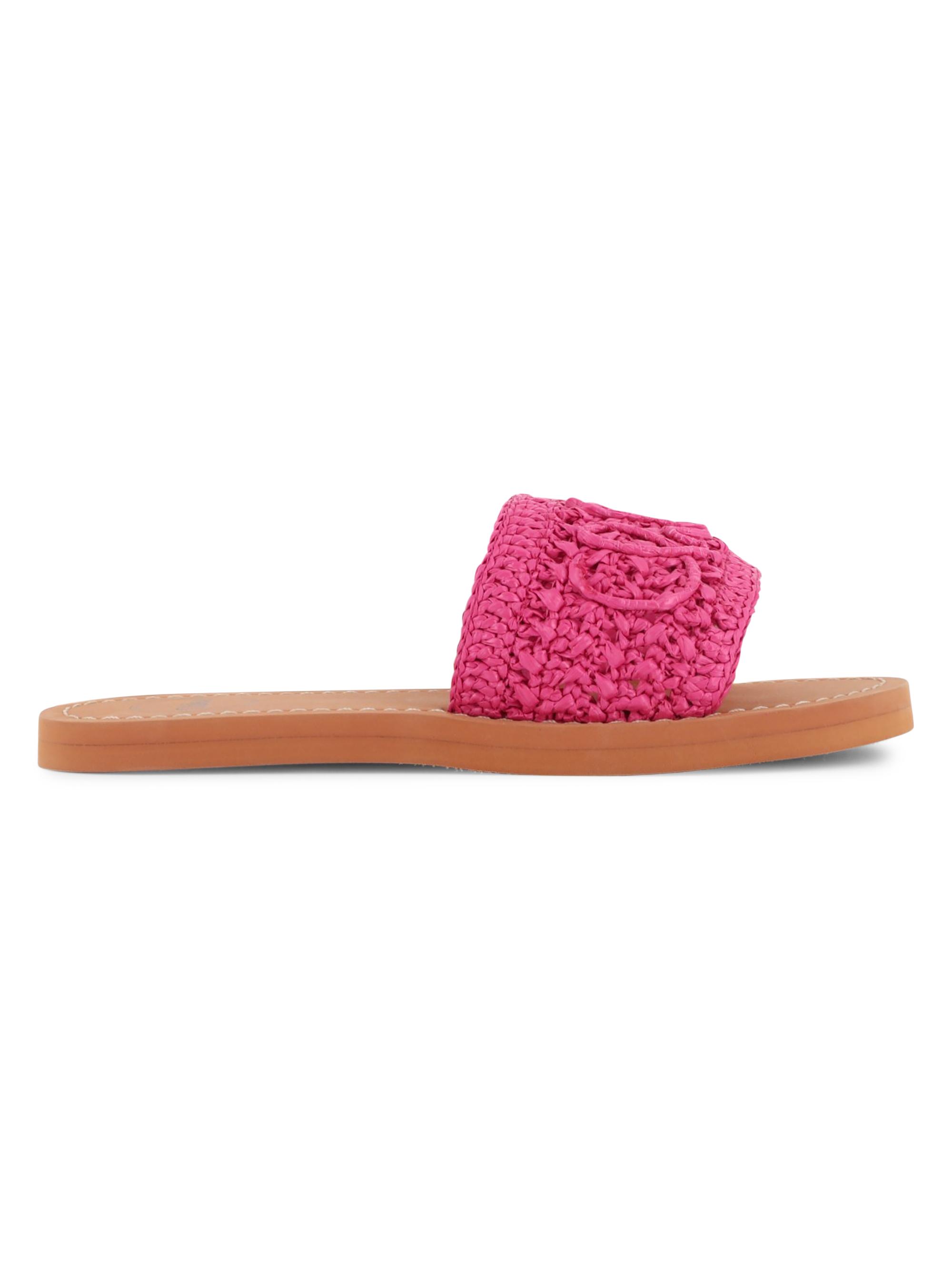 ChloÃ© Girl's Aqua Logo Straw Slide Sandals - Fuschia 1 (Child)
