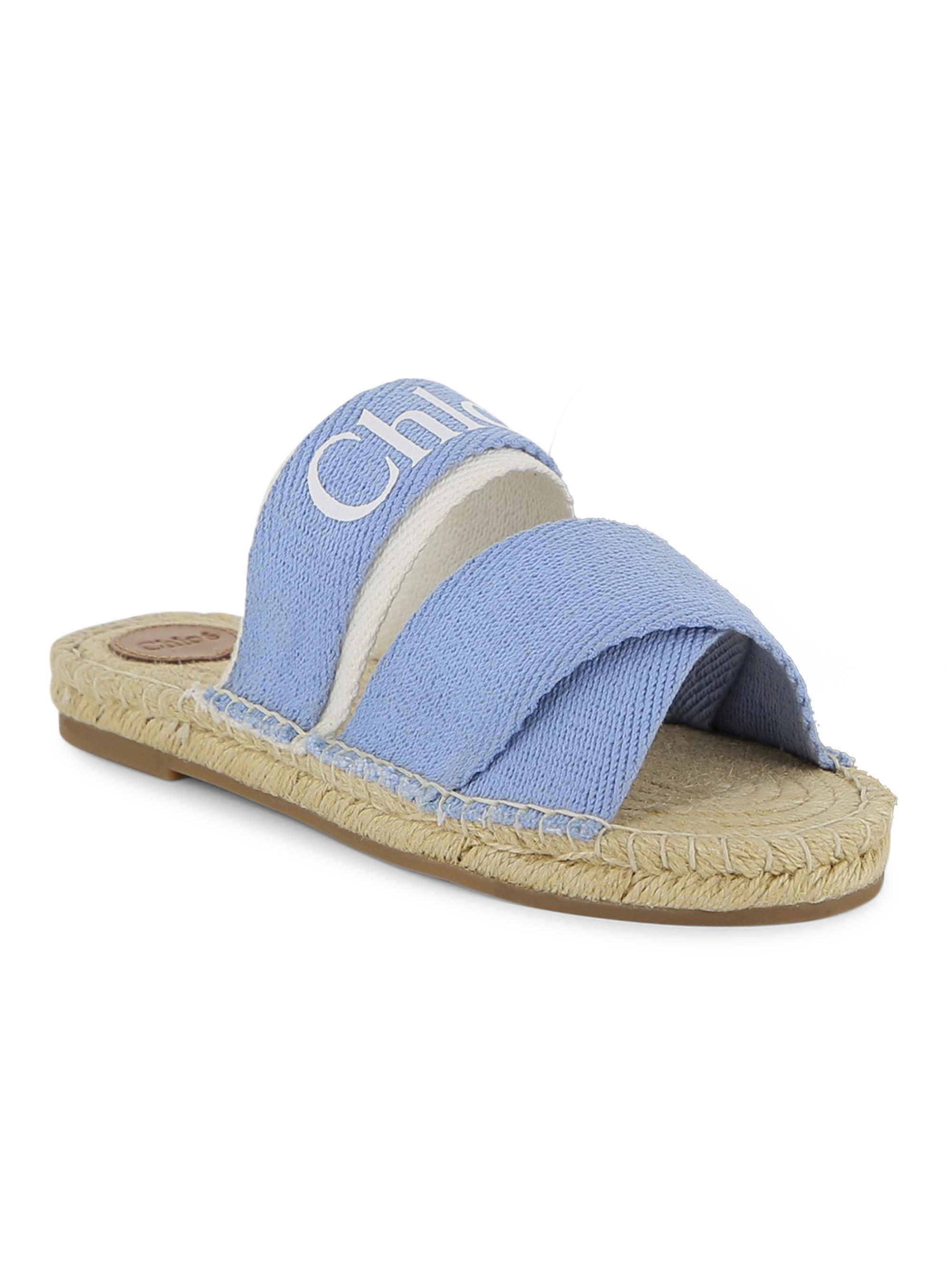 ChloÃ© Baby Girl's, Little Girl's & Girl's Logo Espadrille Sandals - Denim Blue 1.5 (Child)
