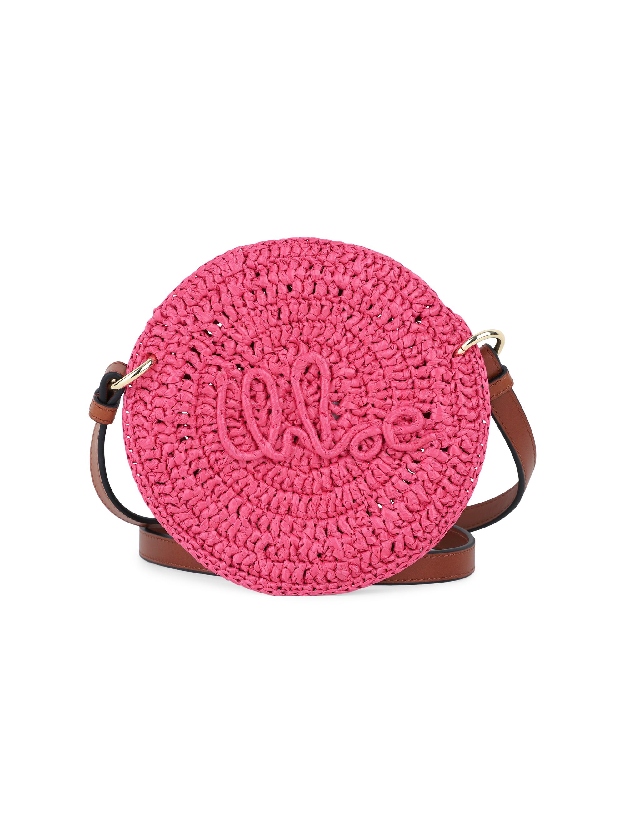 Chloé Girl's Logo Straw Crossbody Bag - Fuschia