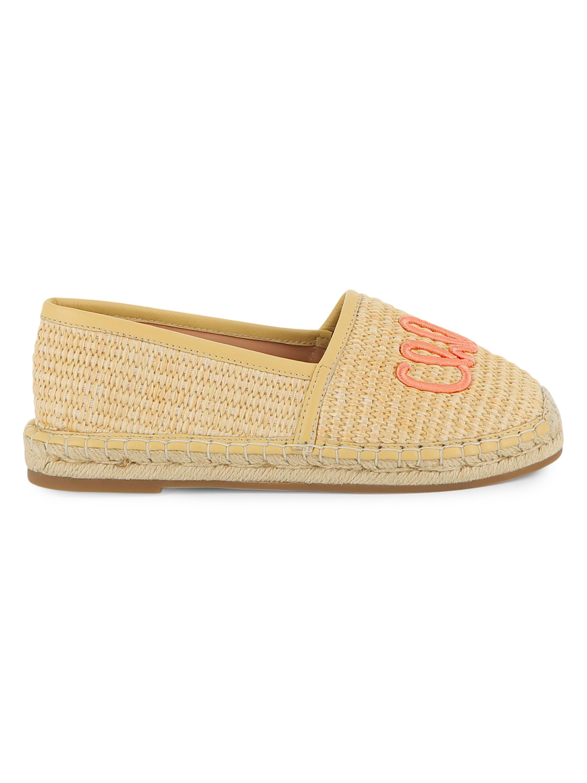 ChloÃ© Girl's Logo Raffia Espadrilles - Apricot 5 (Child)