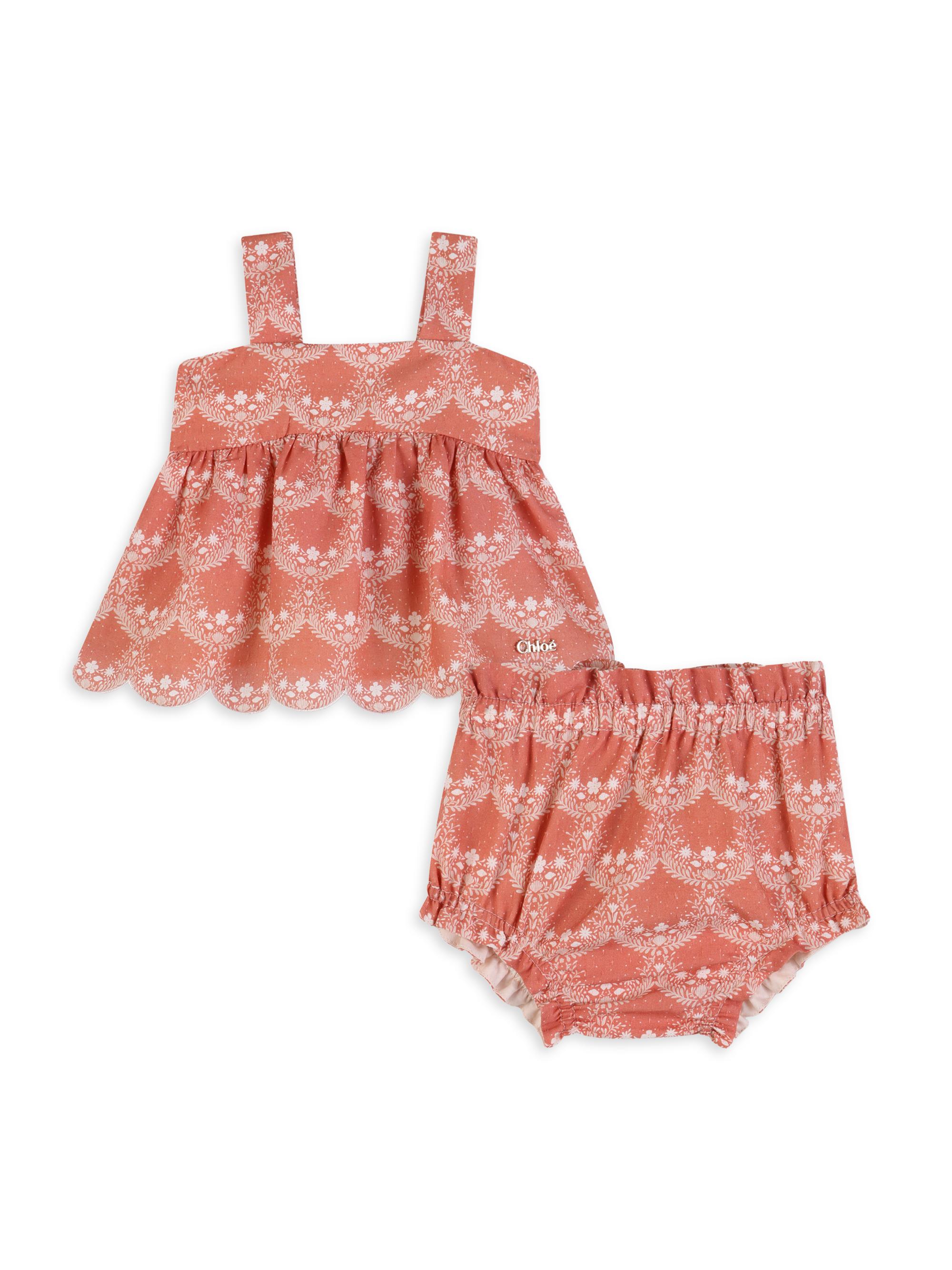 Chloé Baby Girl's 2-Piece Printed Blouse & Bloomers Set - Pink Coral 6 Months
