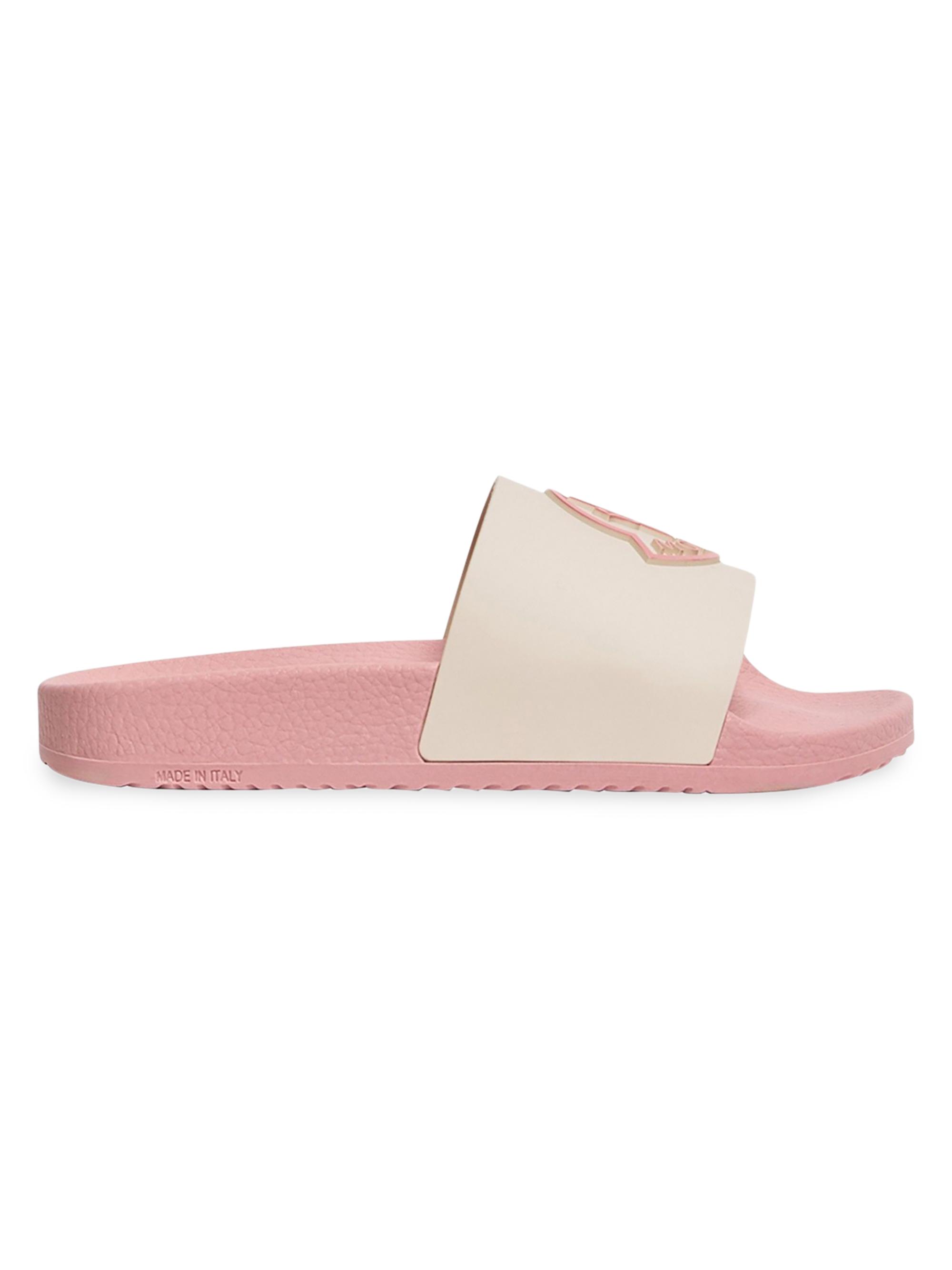 Moncler Little Girl's & Girl's Petit Basile Slides - White Pink 5.5 (Child)