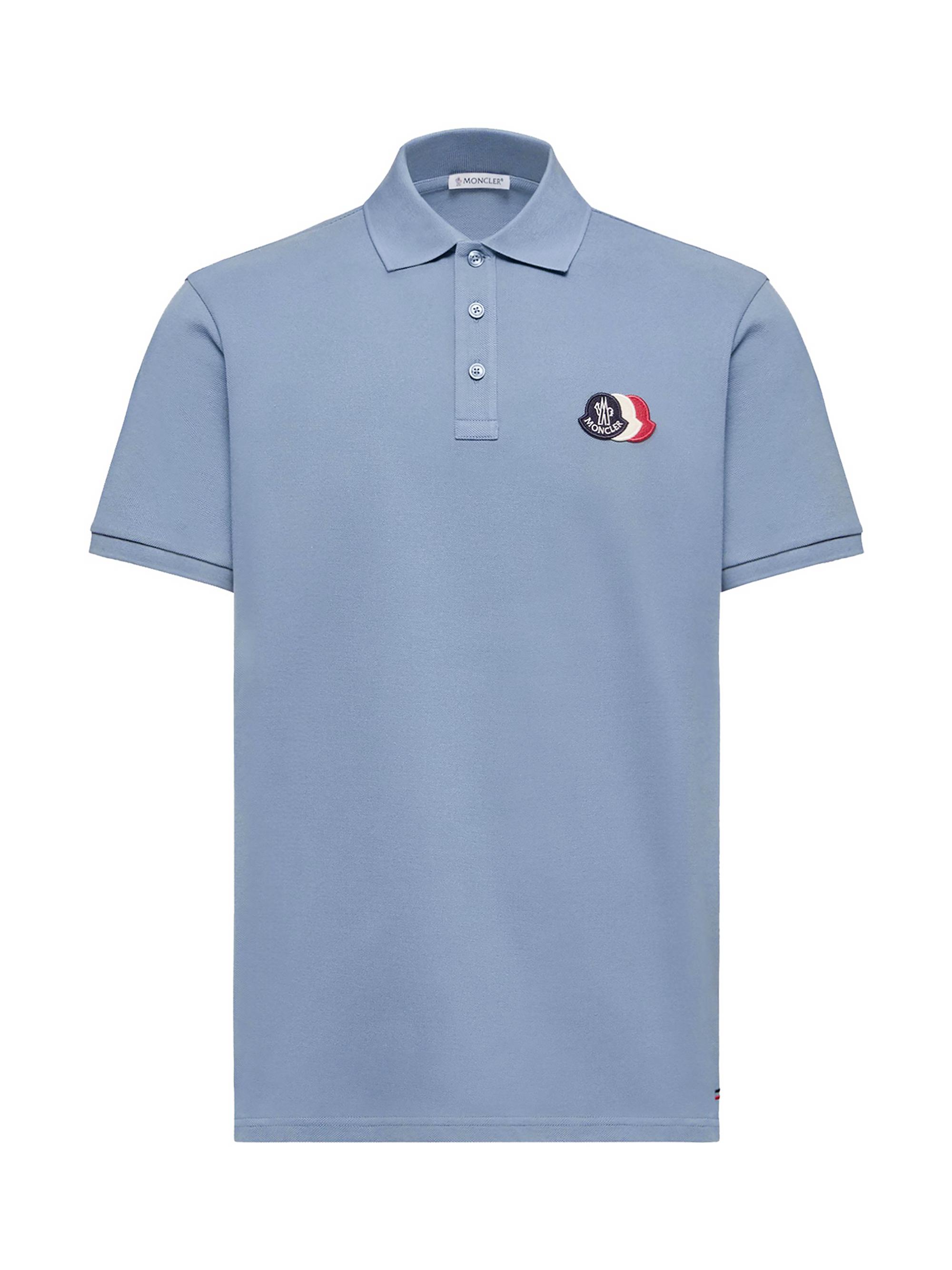 Moncler Men's Polo Shirt in Cotton Piquet - Light Blue