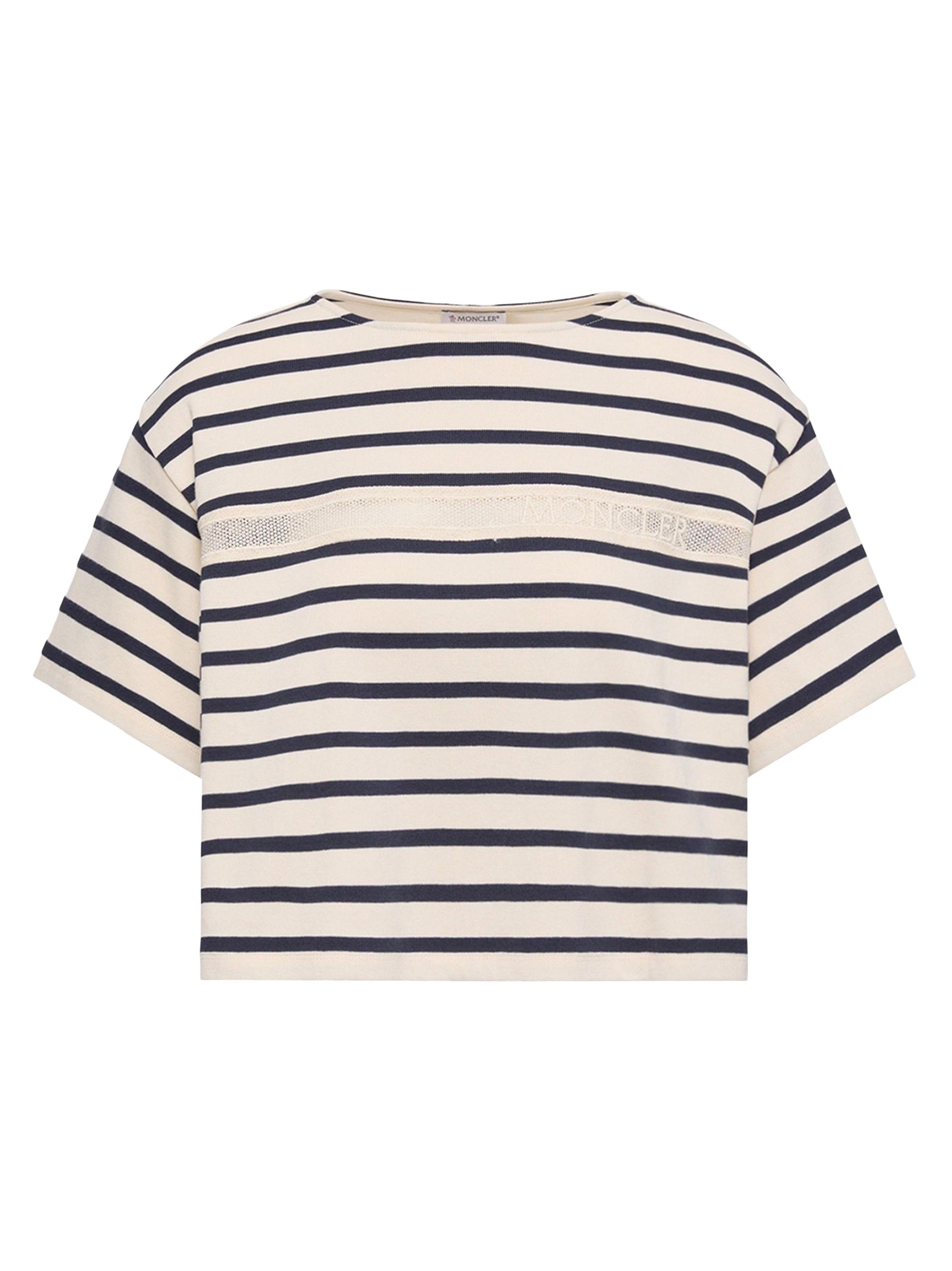 Moncler Women's Crew Neck T-Shirt in Cotton - White Blue