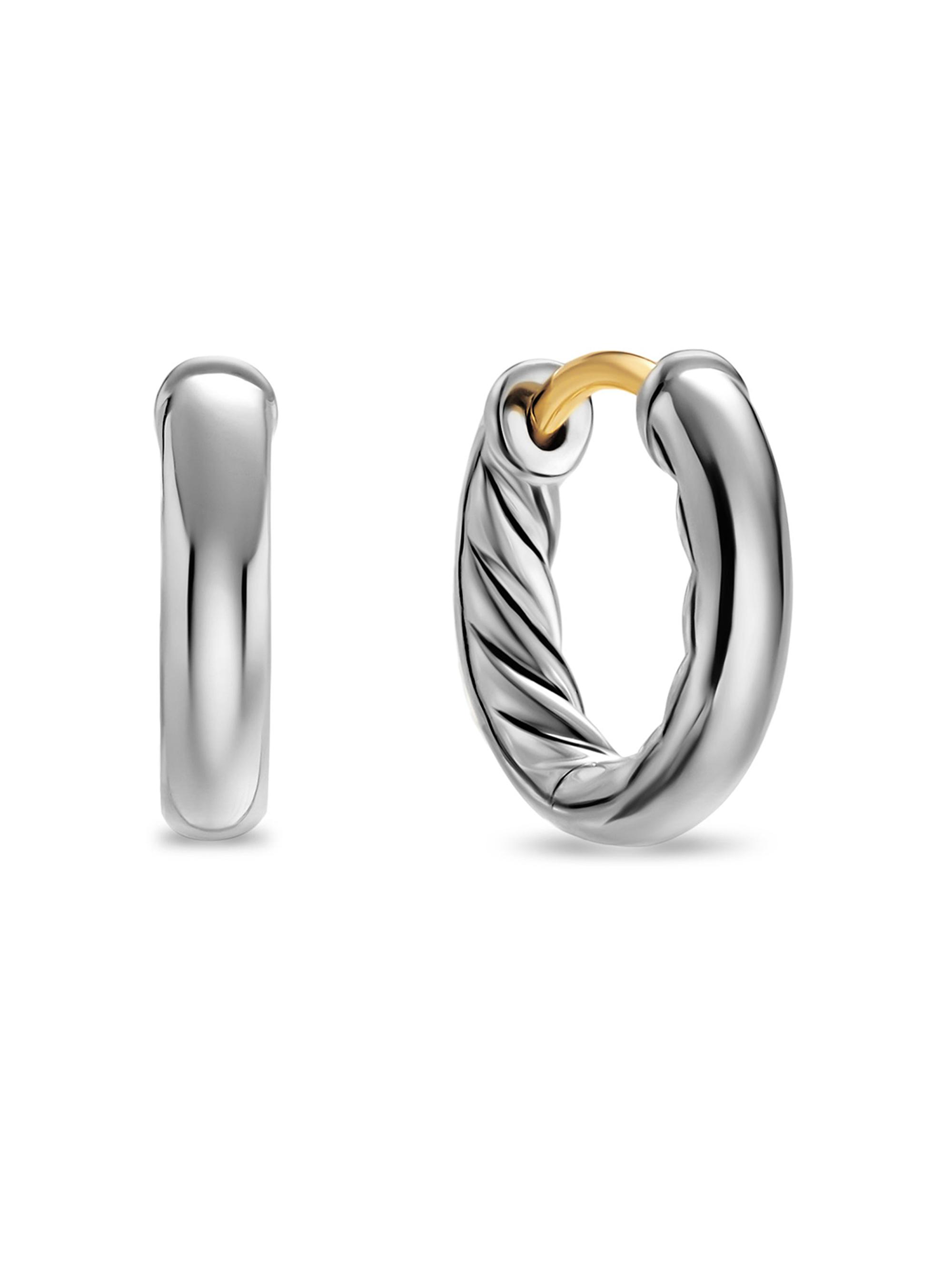 David Yurman Women's DY Mercer Huggie Hoop Earrings in Sterling Silver, 12MM - Silver