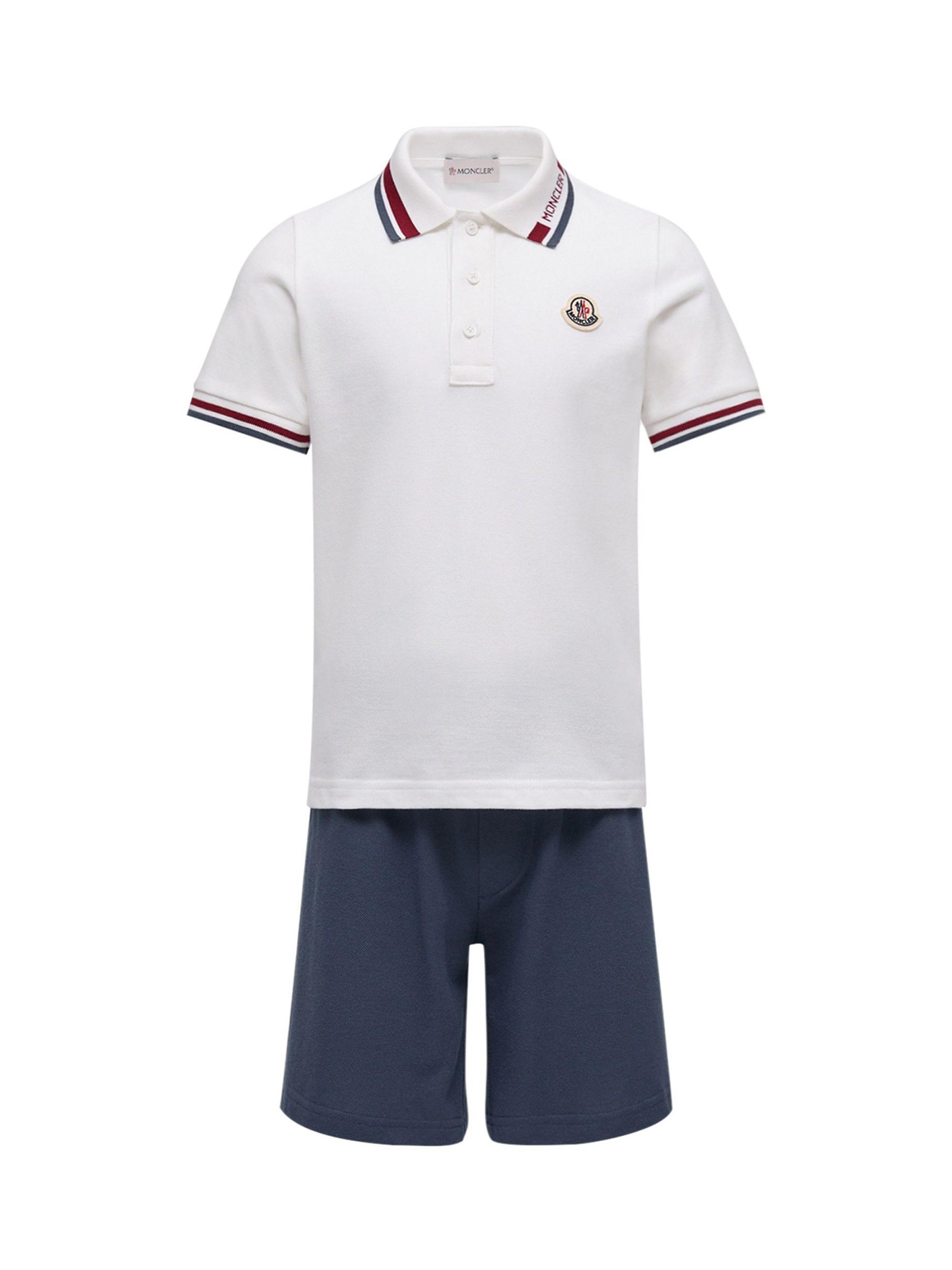 Moncler Little Boy's & Boy's Set in Cotton Piquet - White Blue