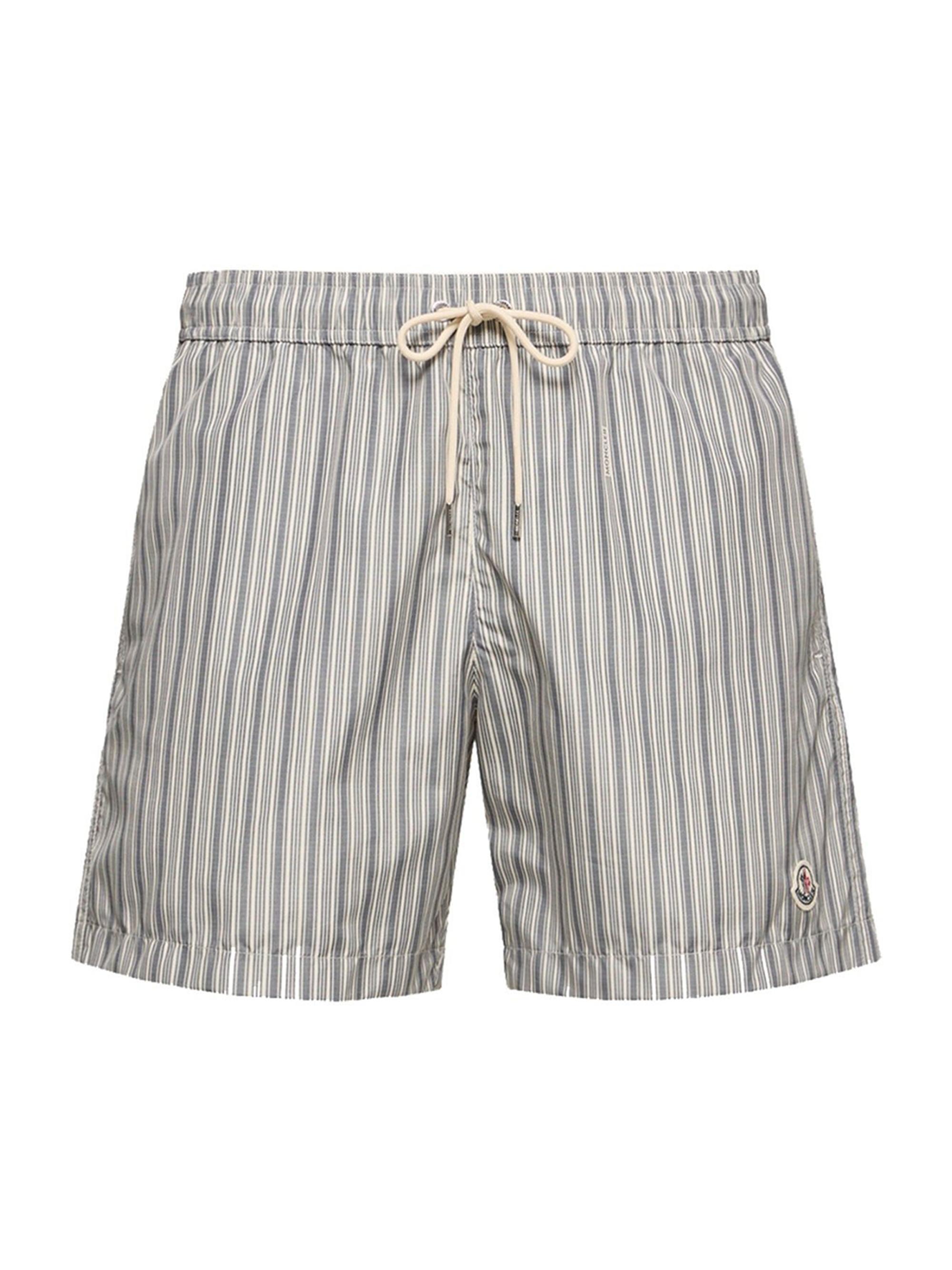 Moncler Men's Swim Trunks with Stripes - White Blue | Thumbnail 5