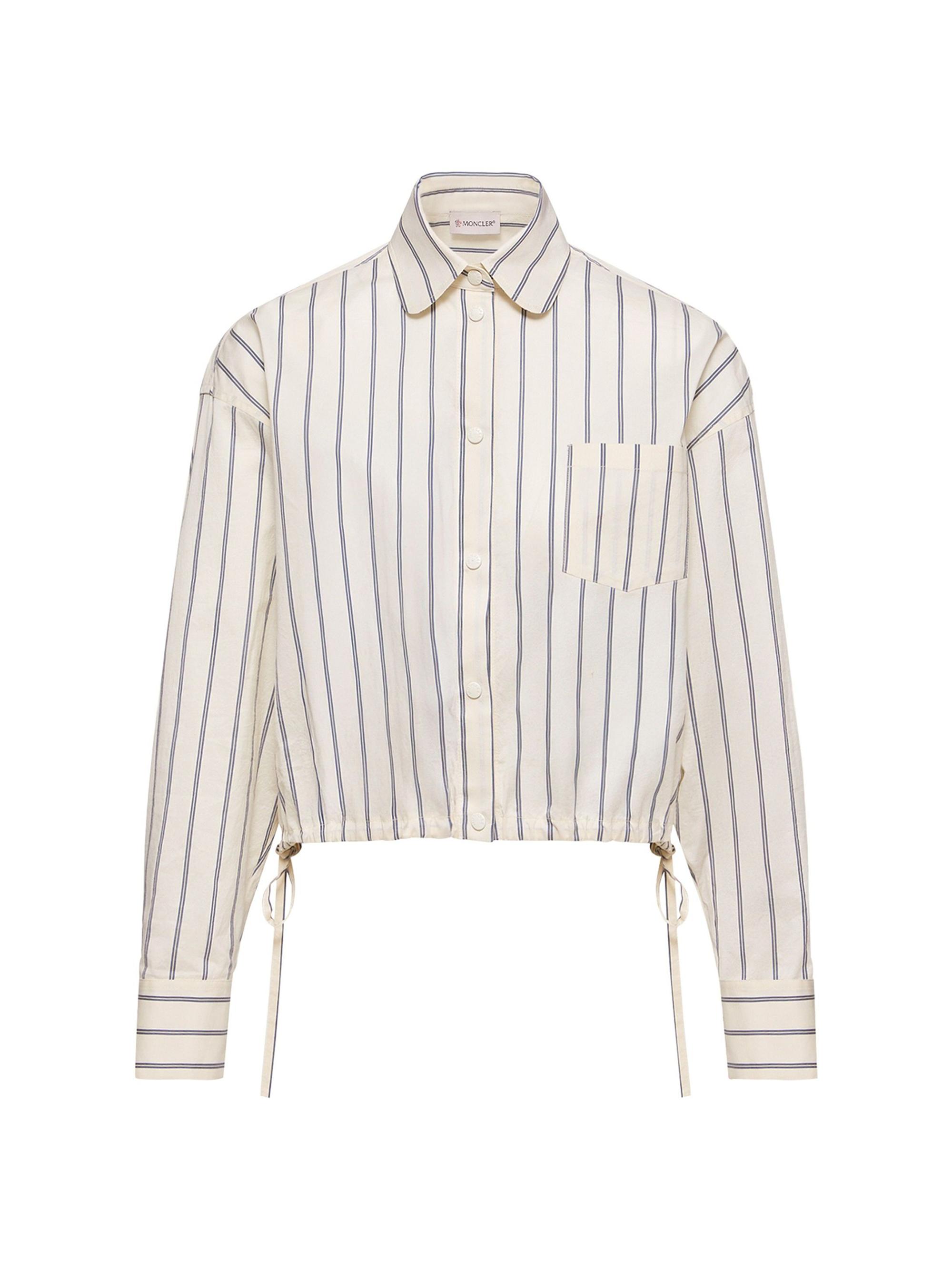 Moncler Women's Shirt in Cotton and Silk with Stripes - Off White