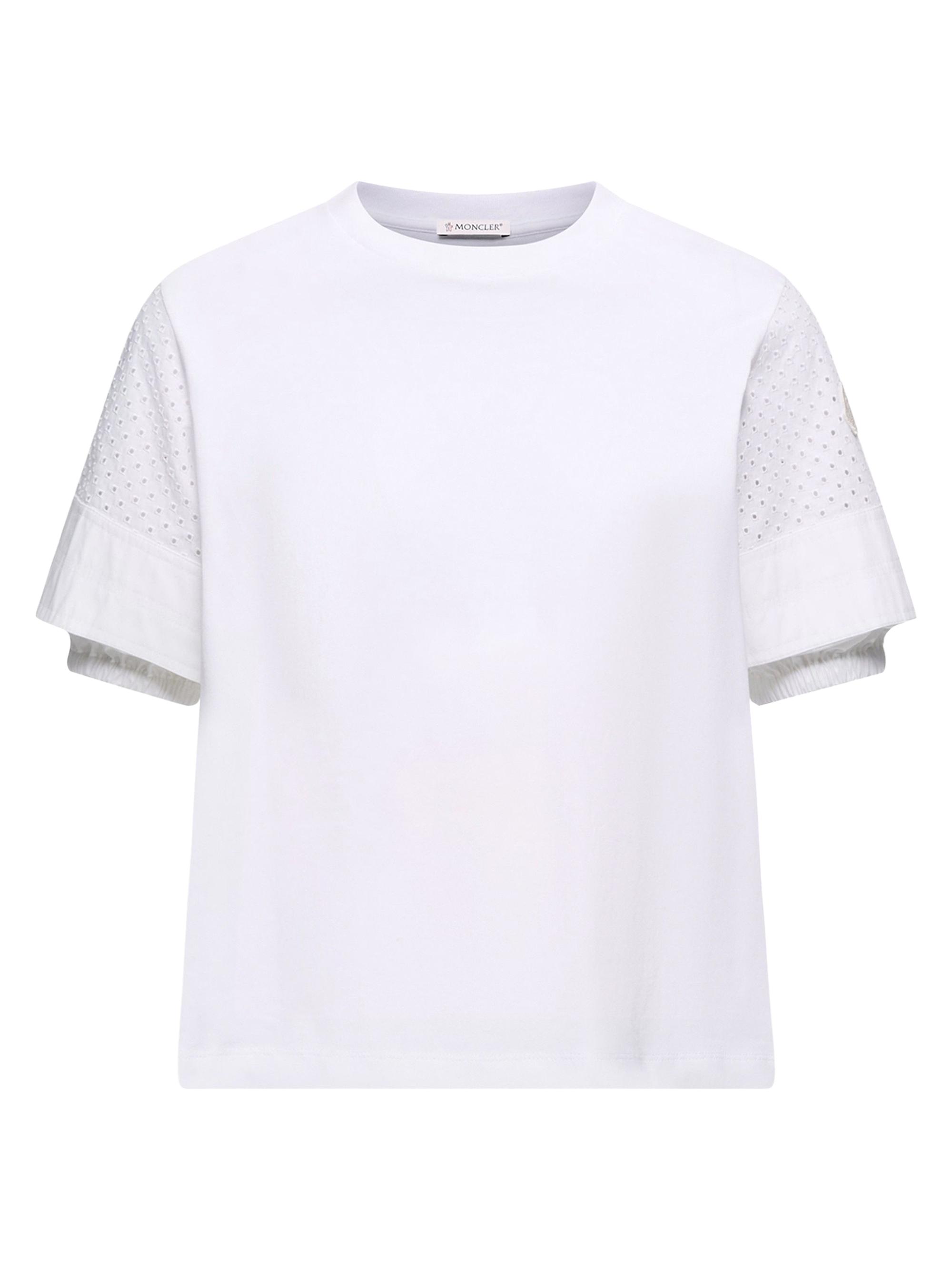 Moncler Women's Crew Neck T-Shirt in Cotton Jersey San Gallo - White
