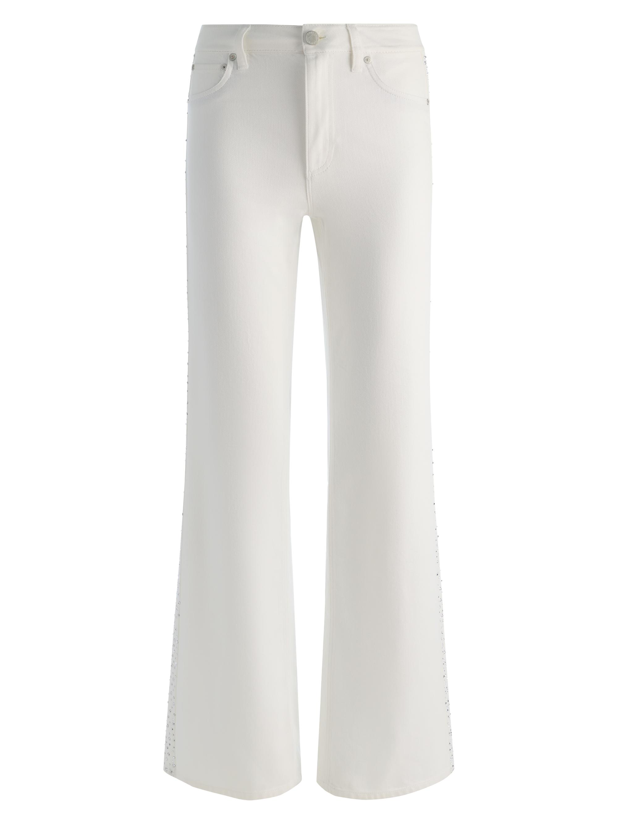 ALICE + OLIVIA Women's Chic High-Rise Embellished Striped Jeans - Off White Silver