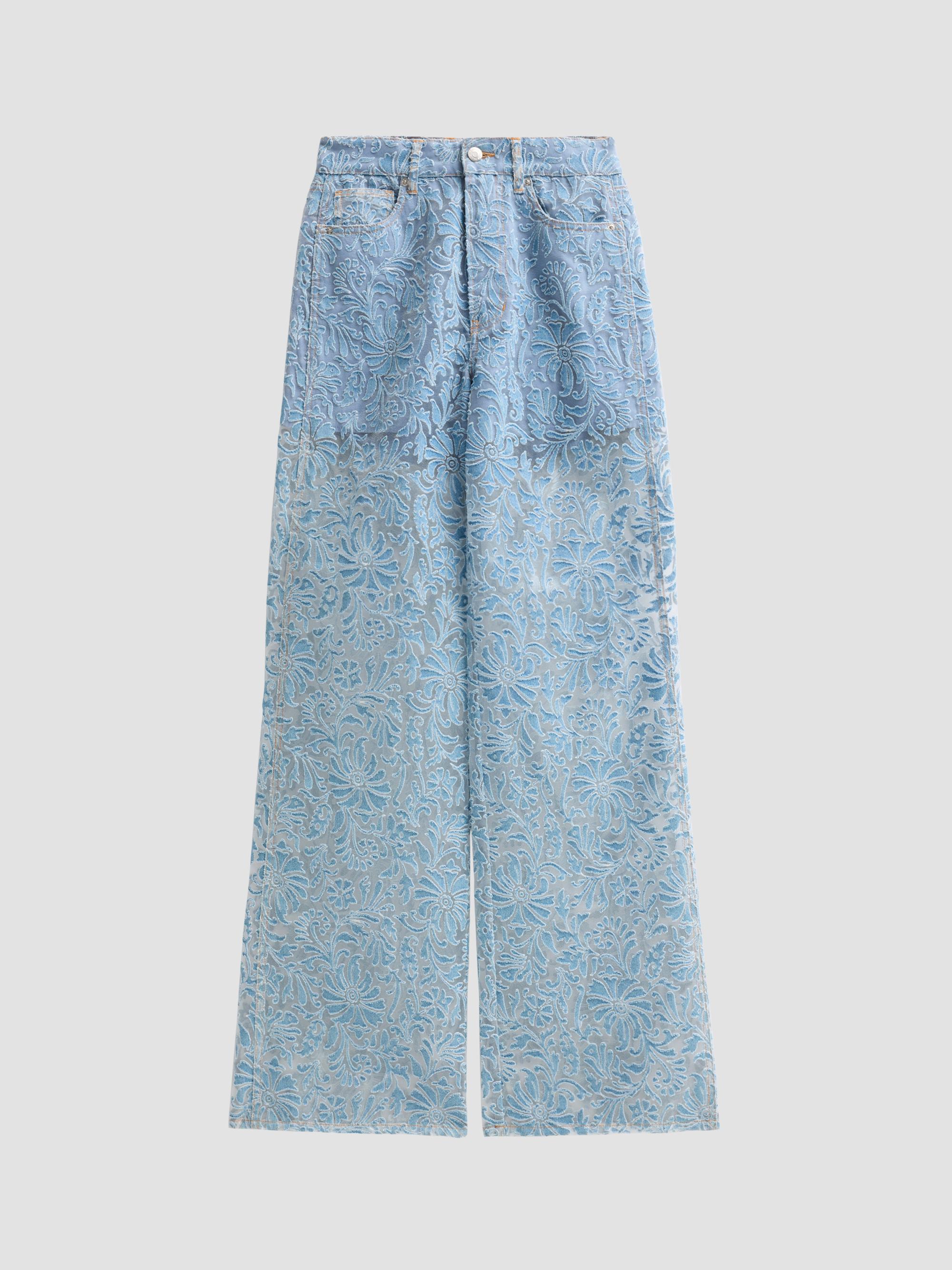 Veronica Beard Women's Taylor Burnout Floral Wide-Leg Jeans - Lakeshore | Thumbnail 6