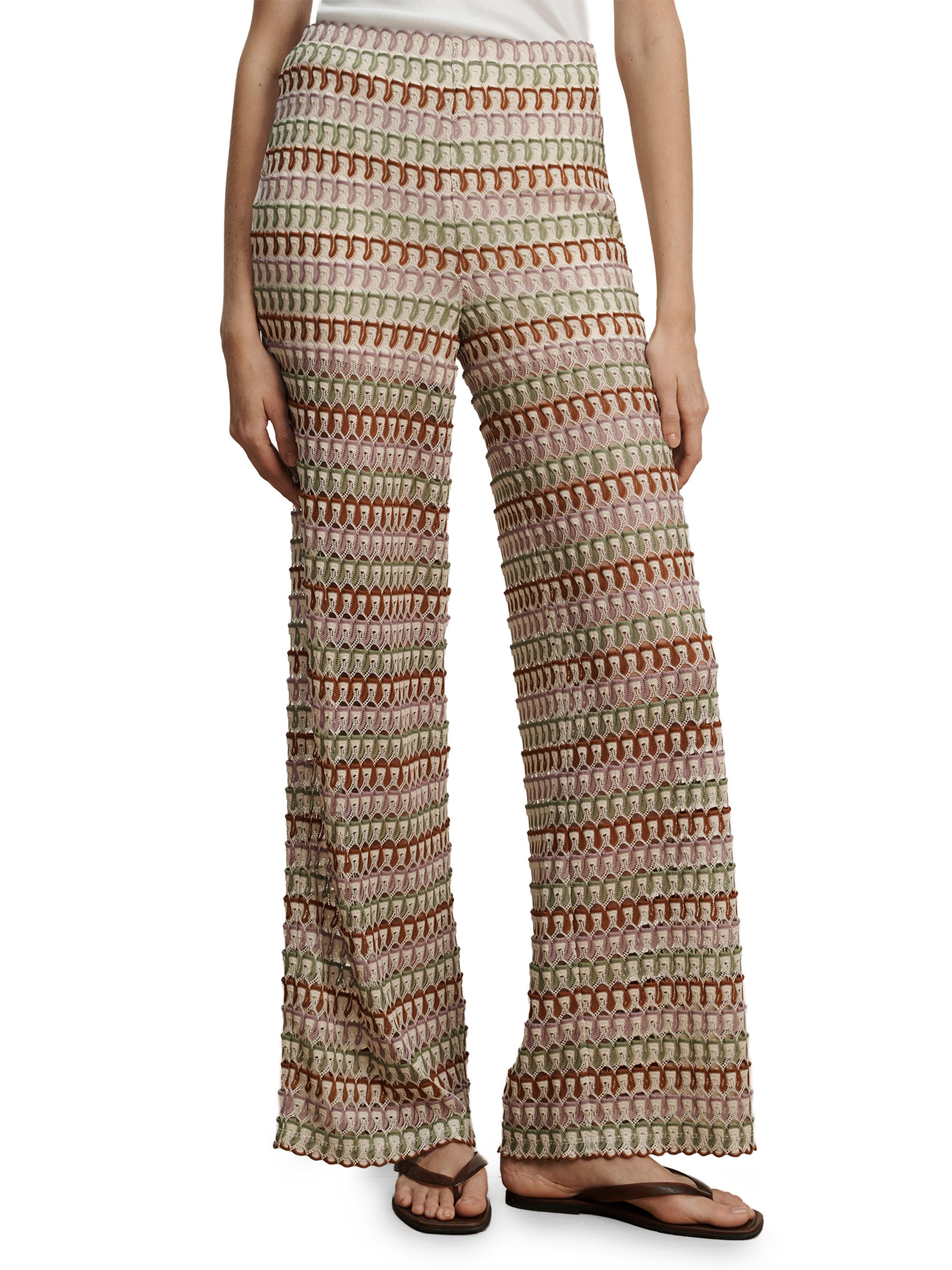 Veronica Beard Fatima Crochet Striped Wide-Leg Pants | Saks Fifth
