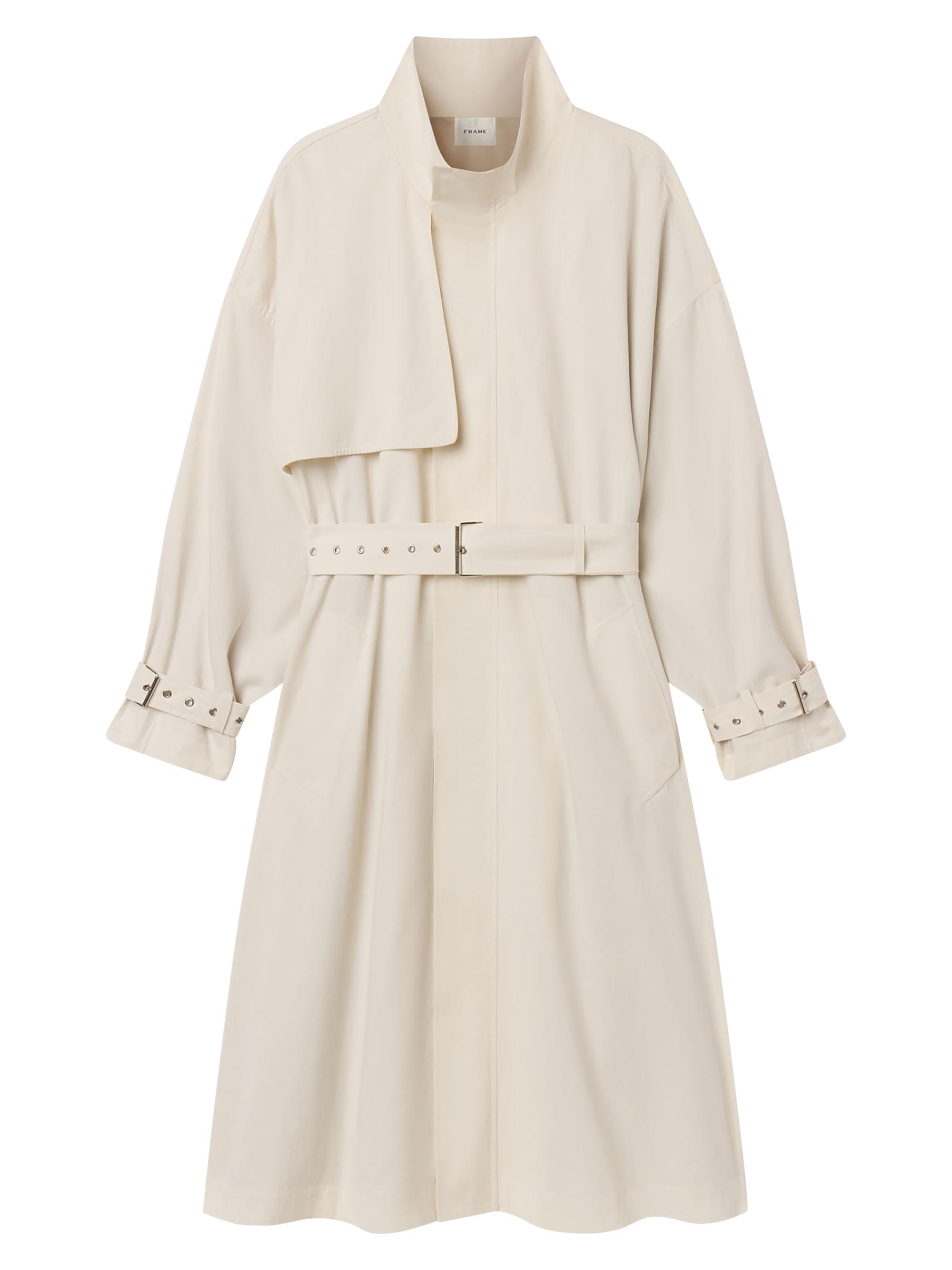 FRAME Women's Field Tie-Waist Cotton Trench Coat - Ecru