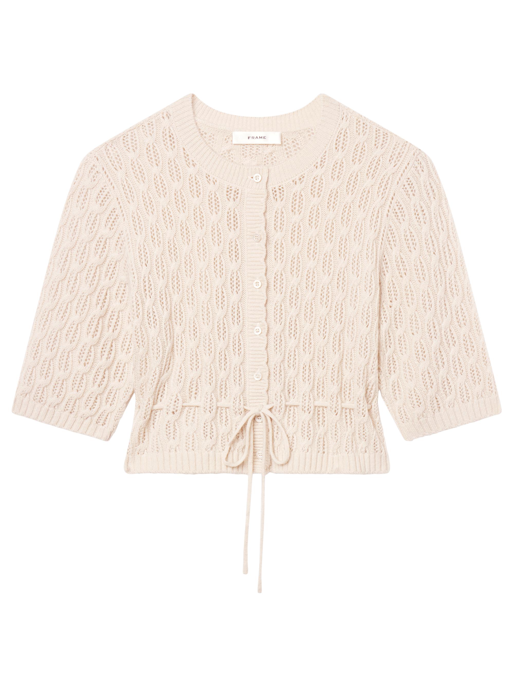 FRAME Women's The Clover Pointelle Knit Cardigan - Oatmeal Heather