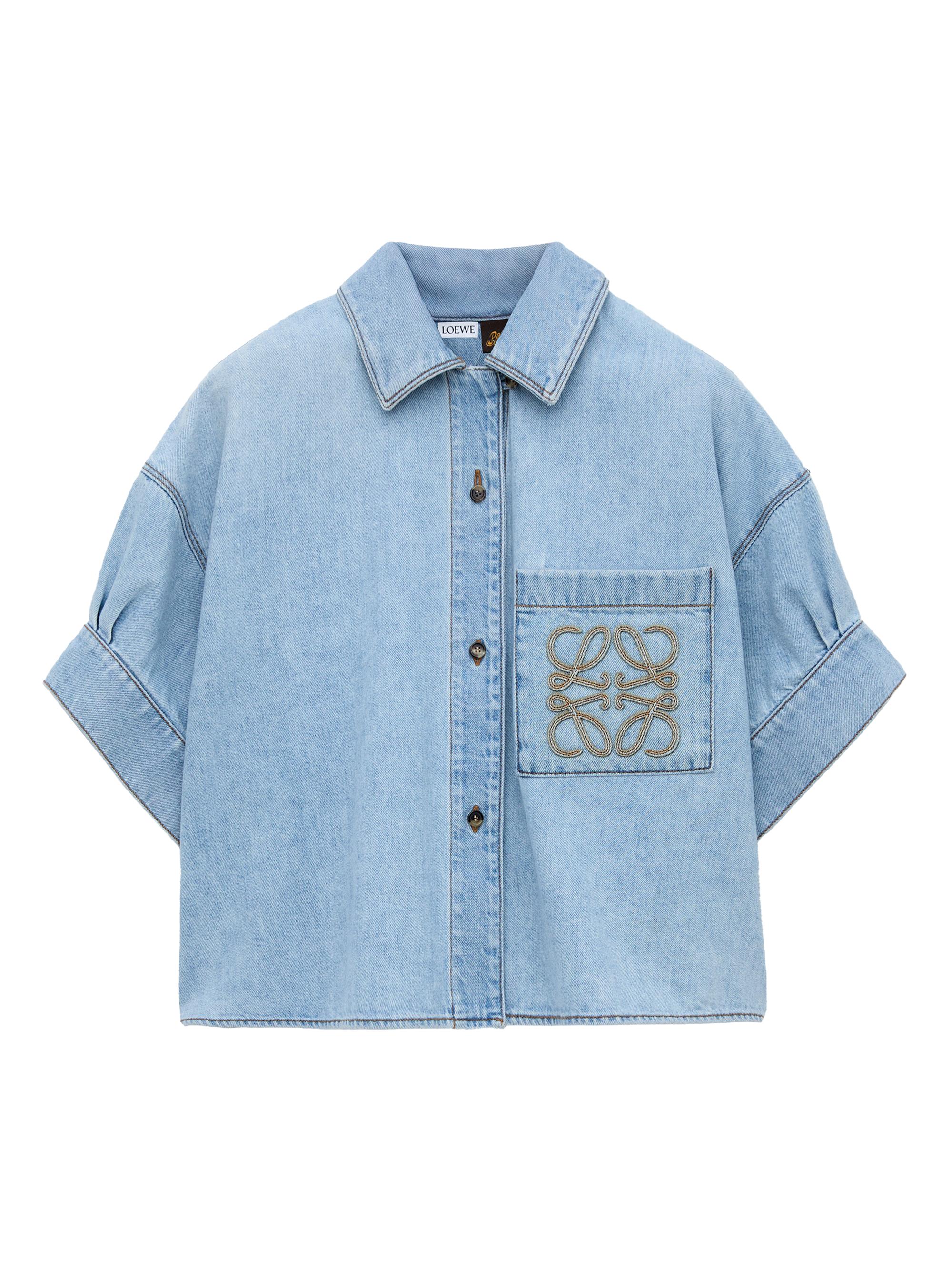 LOEWE LOEWE x Paula's Ibiza Anagram-Appliqué Denim Short-Sleeve