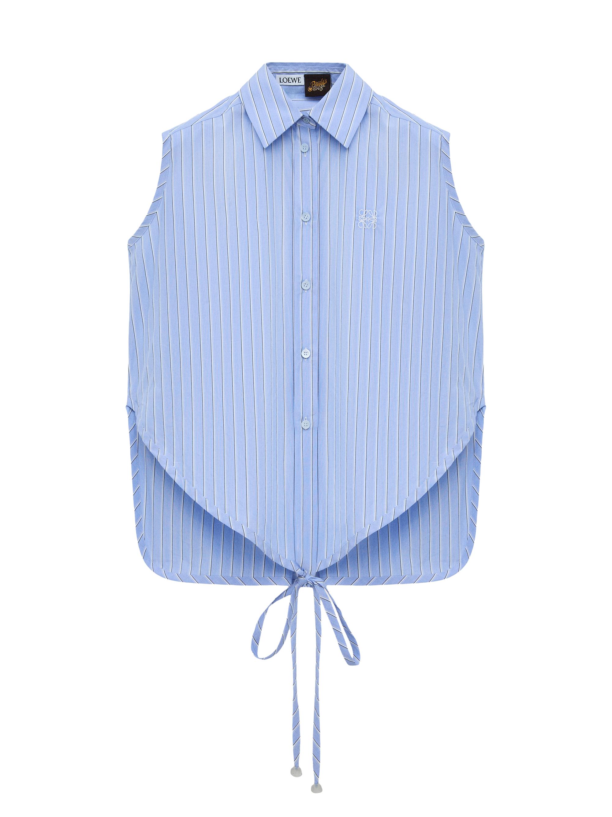 LOEWE Women's  x Paula's Ibiza Pinstrip Cotton Sleeveless Shirt - Blue Multi Color - Women's Clothing