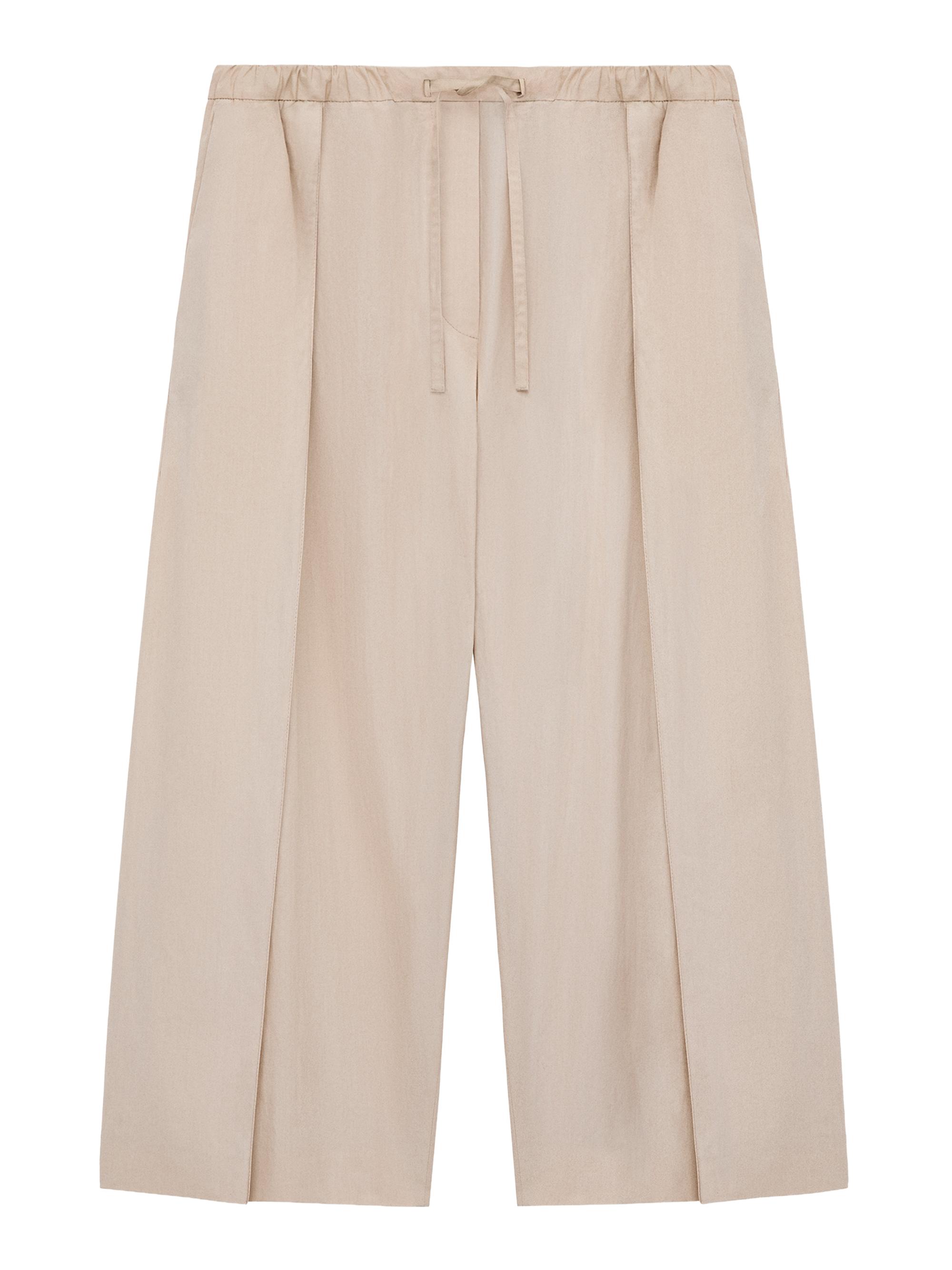 LOEWE Women's  x Paula's Ibiza Creased Cotton-Blend Crop Trousers - Light Beige