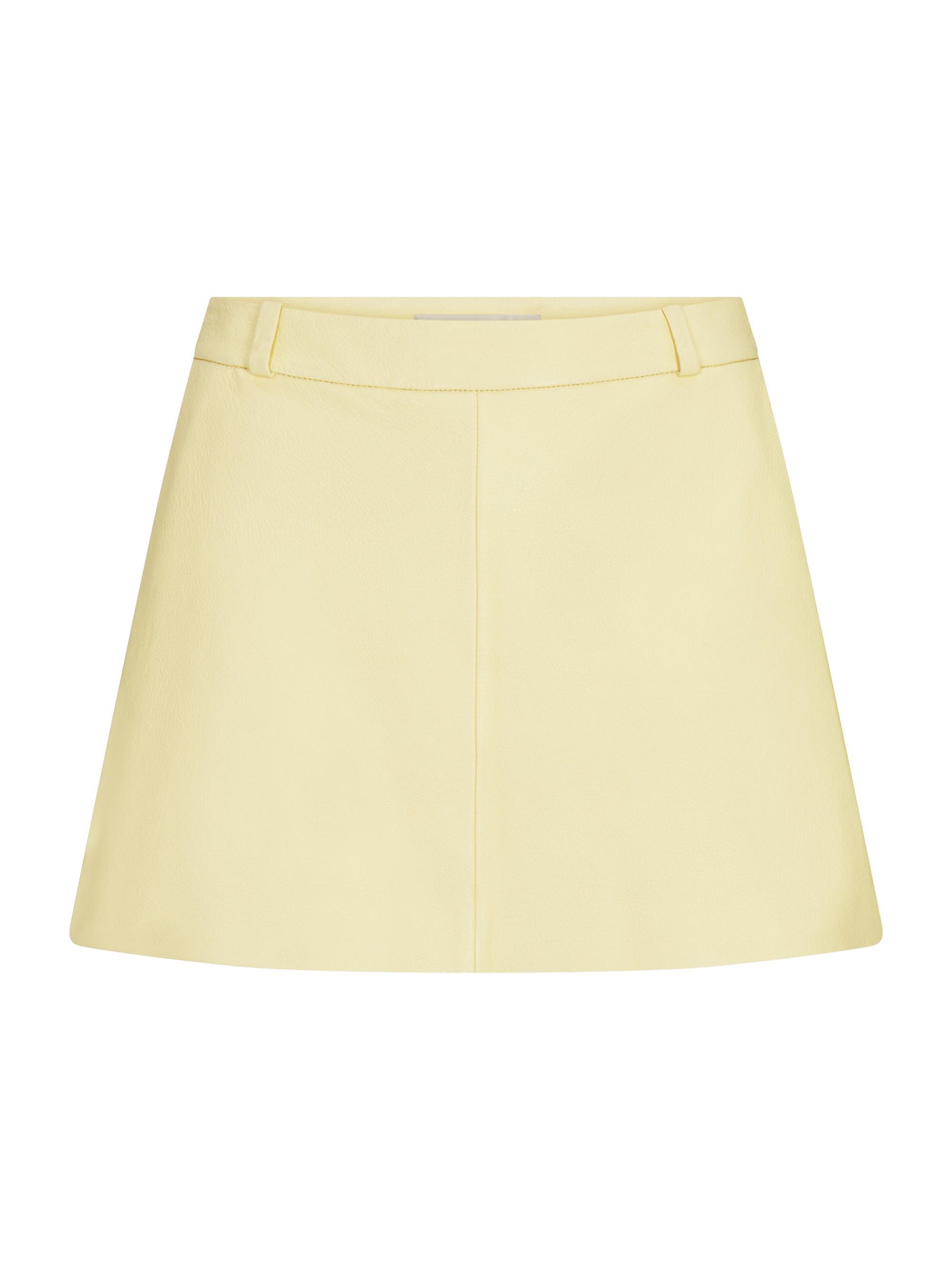 FRAME Women's A-Line Leather Miniskirt - Lemon