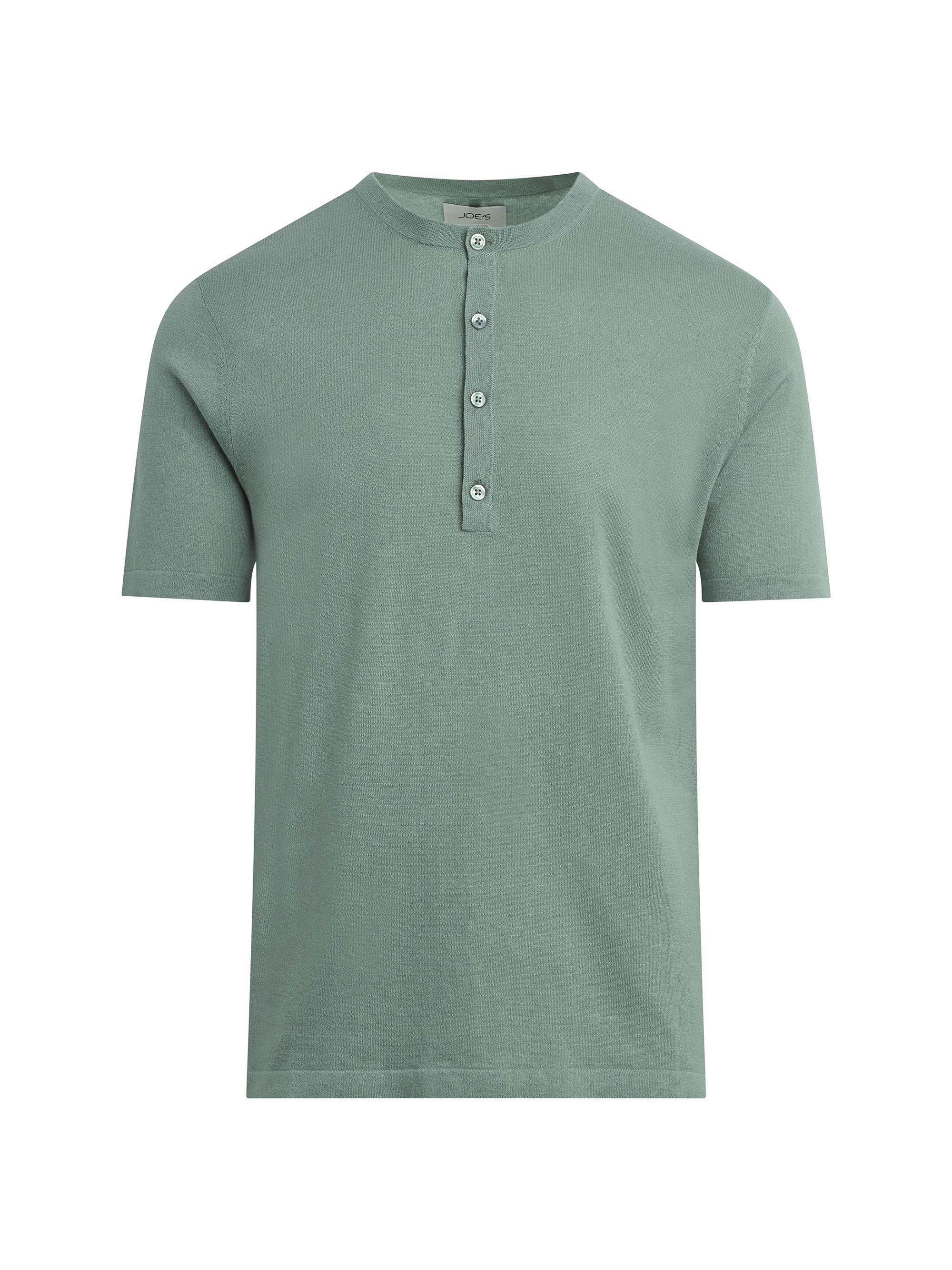 Joe's Jeans Men's Cotton-Linen Henley - Green Milieu