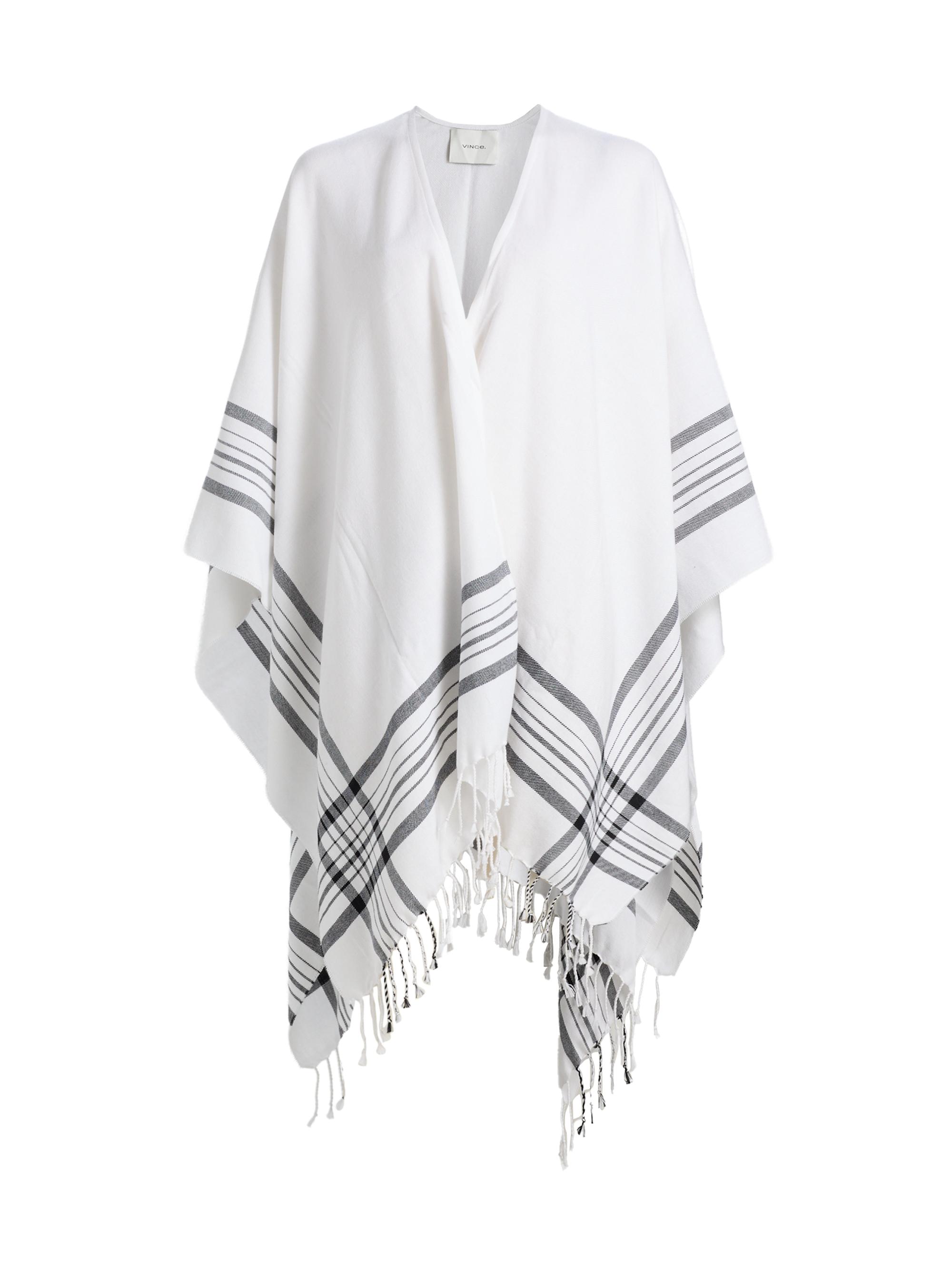 Vince Women's Plaid-Trim Cotton-Cashmere Cape - White