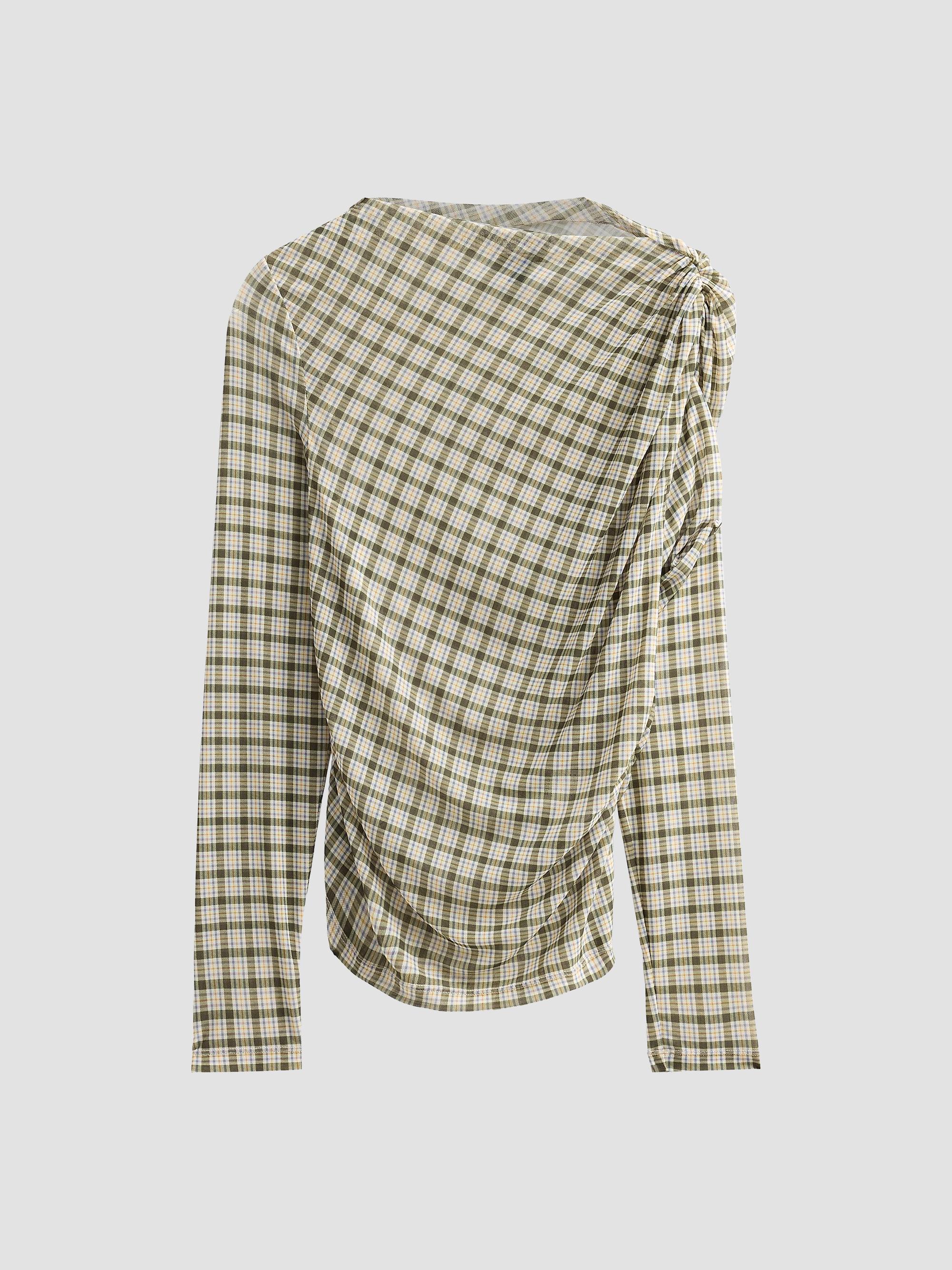 Veronica Beard Nuvina Checked Draped Top | Saks Fifth Avenue