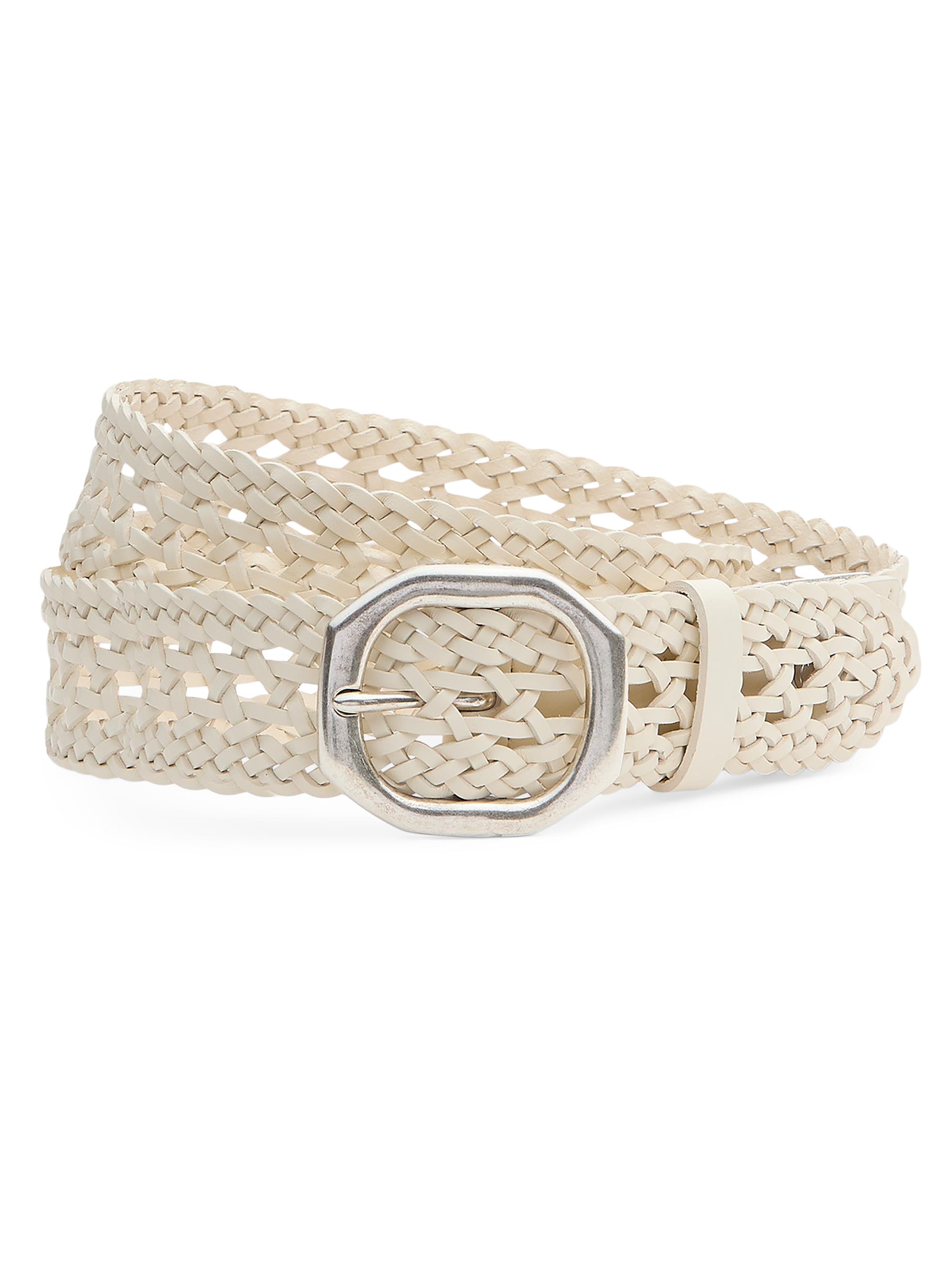 rag & bone Women's Audrey Woven Leather Belt - Antique White