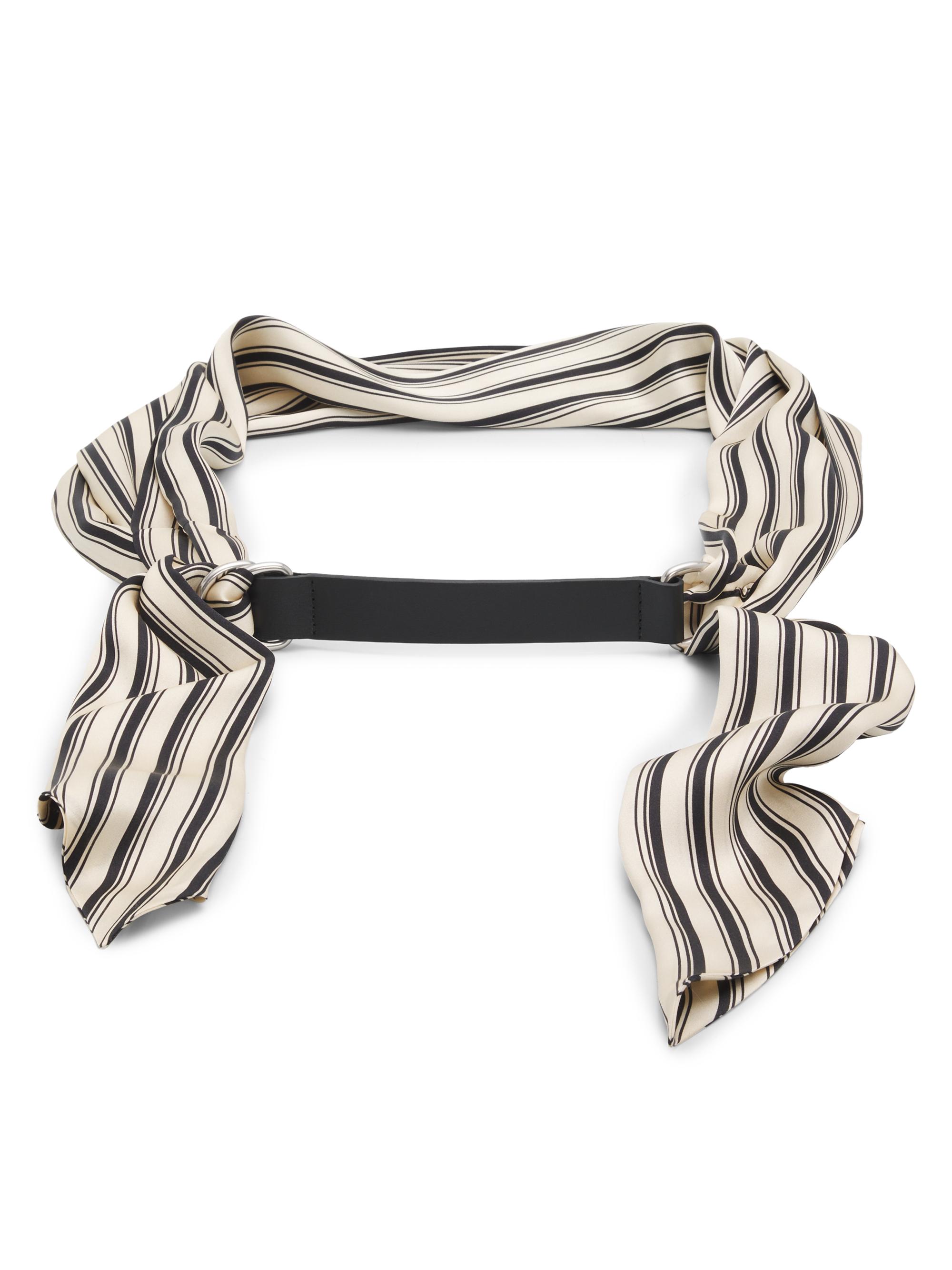 rag & bone Women's Michele Striped Silk Scarf Belt - Black Stripe