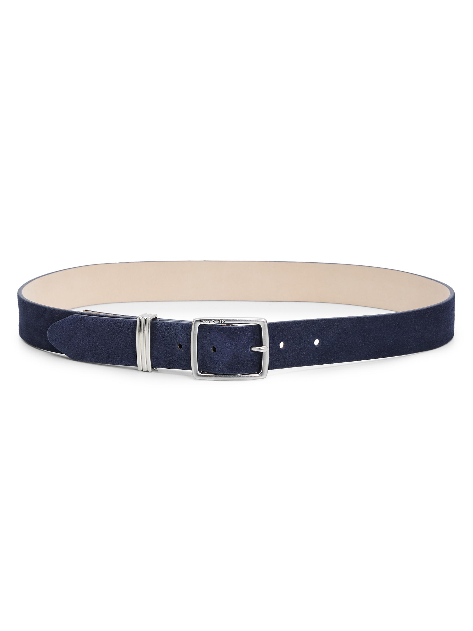 rag & bone Women's X Boyfriend 2.0 Suede Belt - Navy Suede
